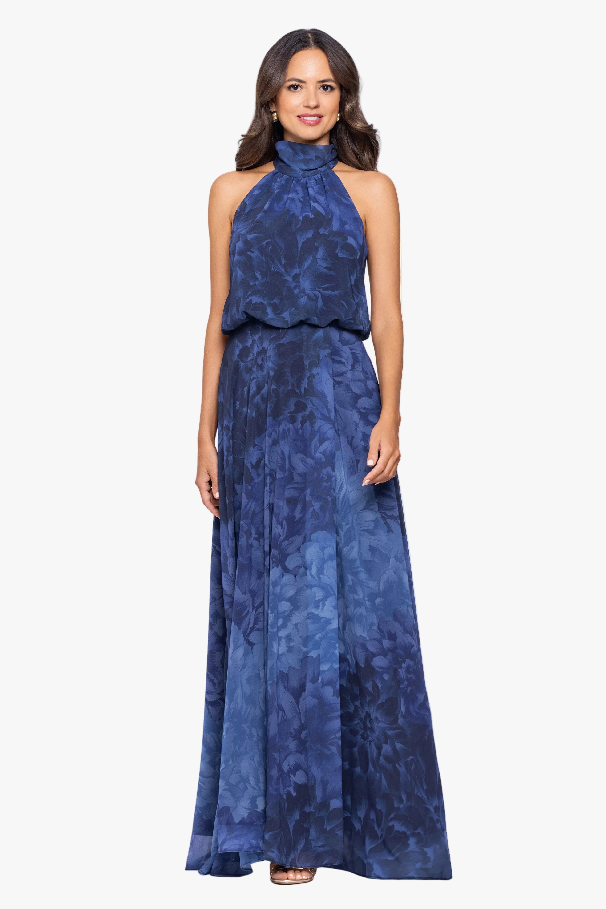 "Tami" Chiffon Print High Halter Neck Dress