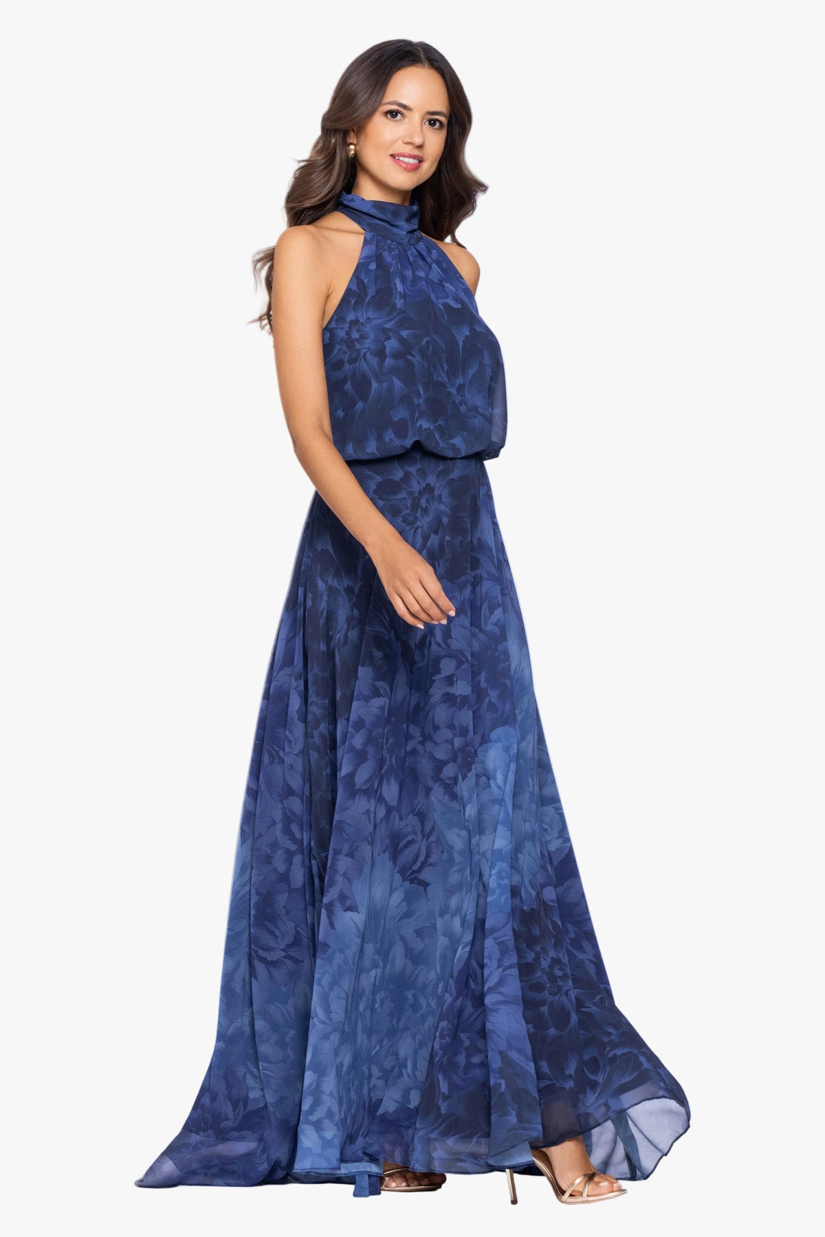 "Tami" Chiffon Print High Halter Neck Dress