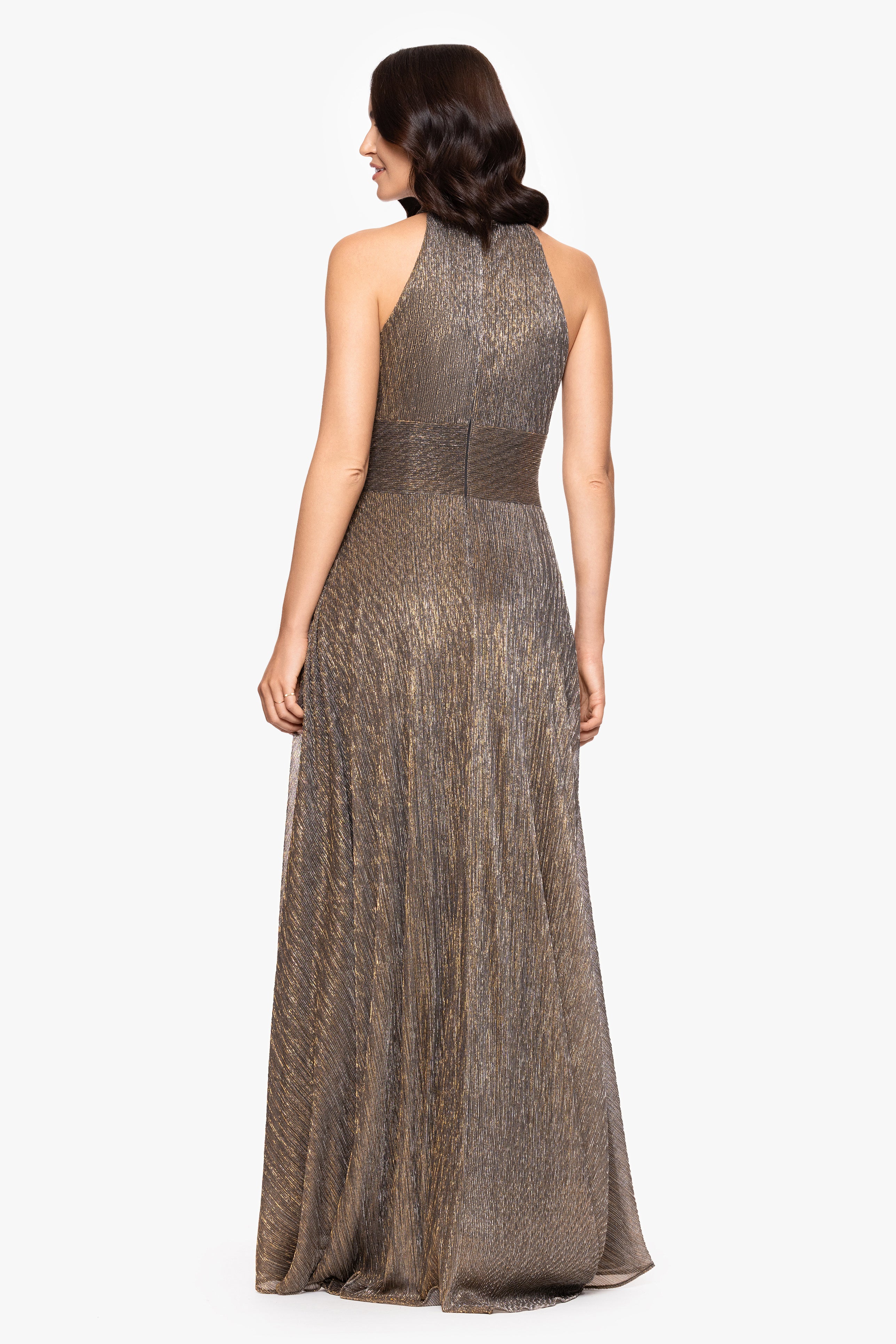 "Stella" Long Crinkle Halter Wrap Skirt Dress