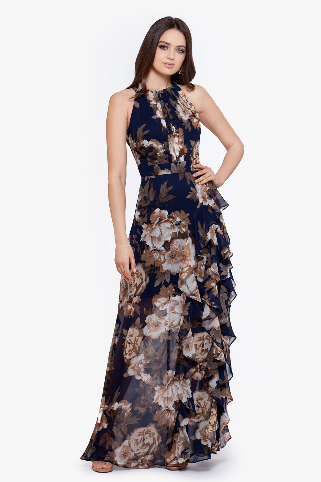 "Karla" Long Chiffon Print Dress