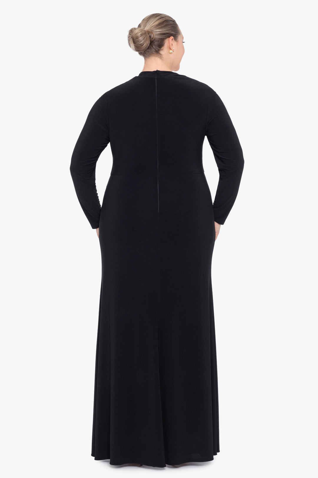 Plus "Adelyn" Long Sleeve Jersey Knit Asymmetrical Neck Dress