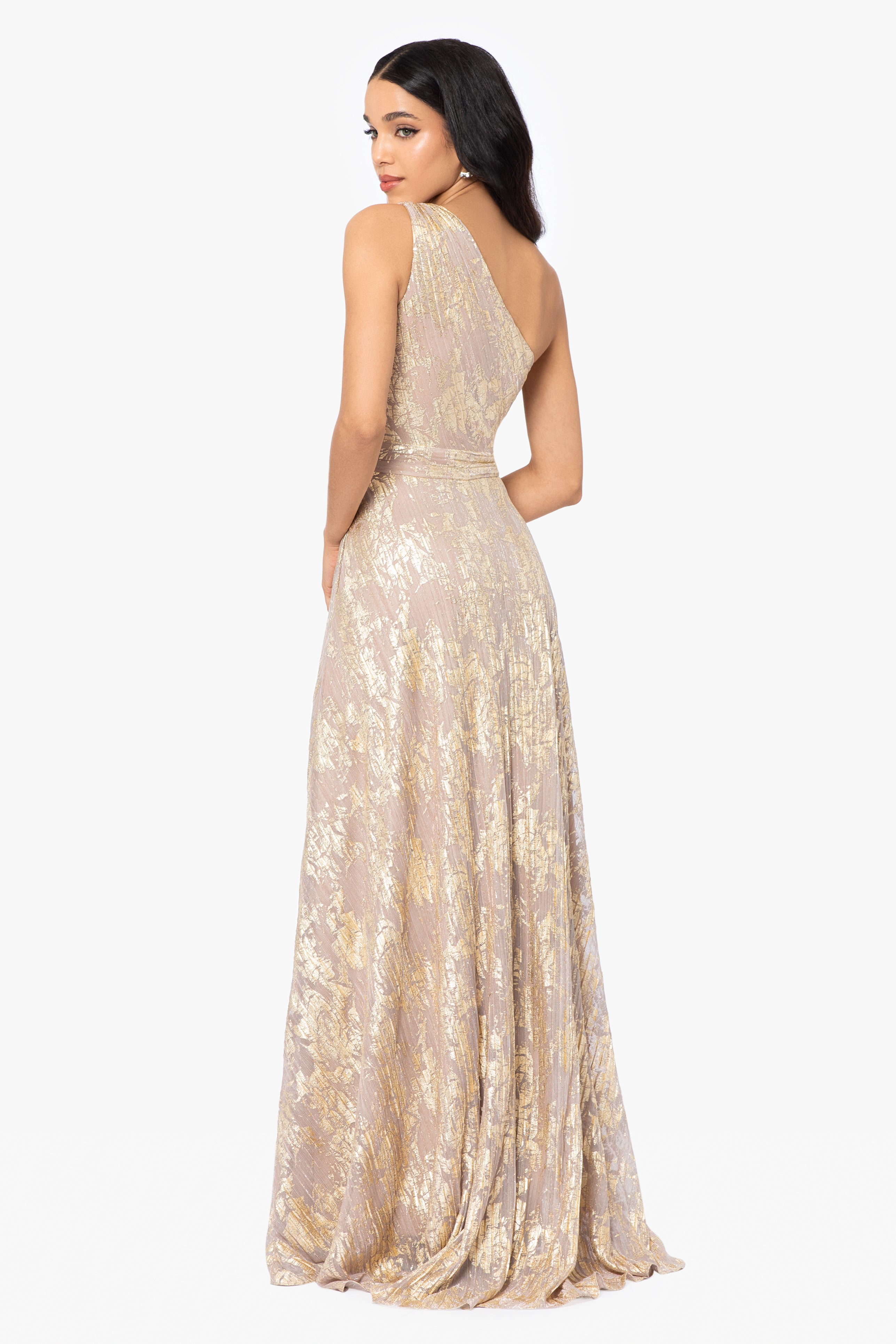 Zayna One Shoulder Floor Length Keyhole Dress