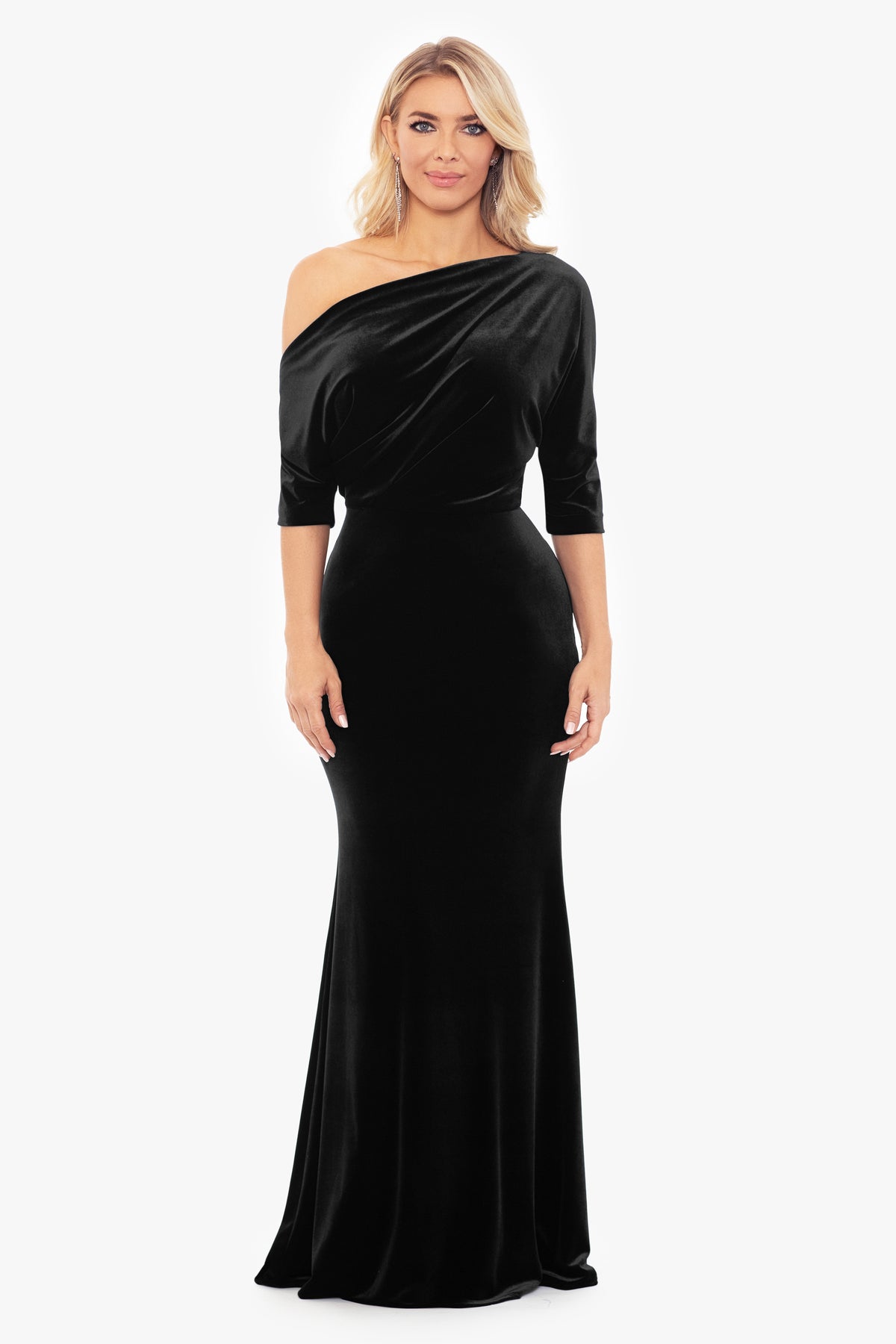 "Arya" Velvet Drop Off Shoulder Dress