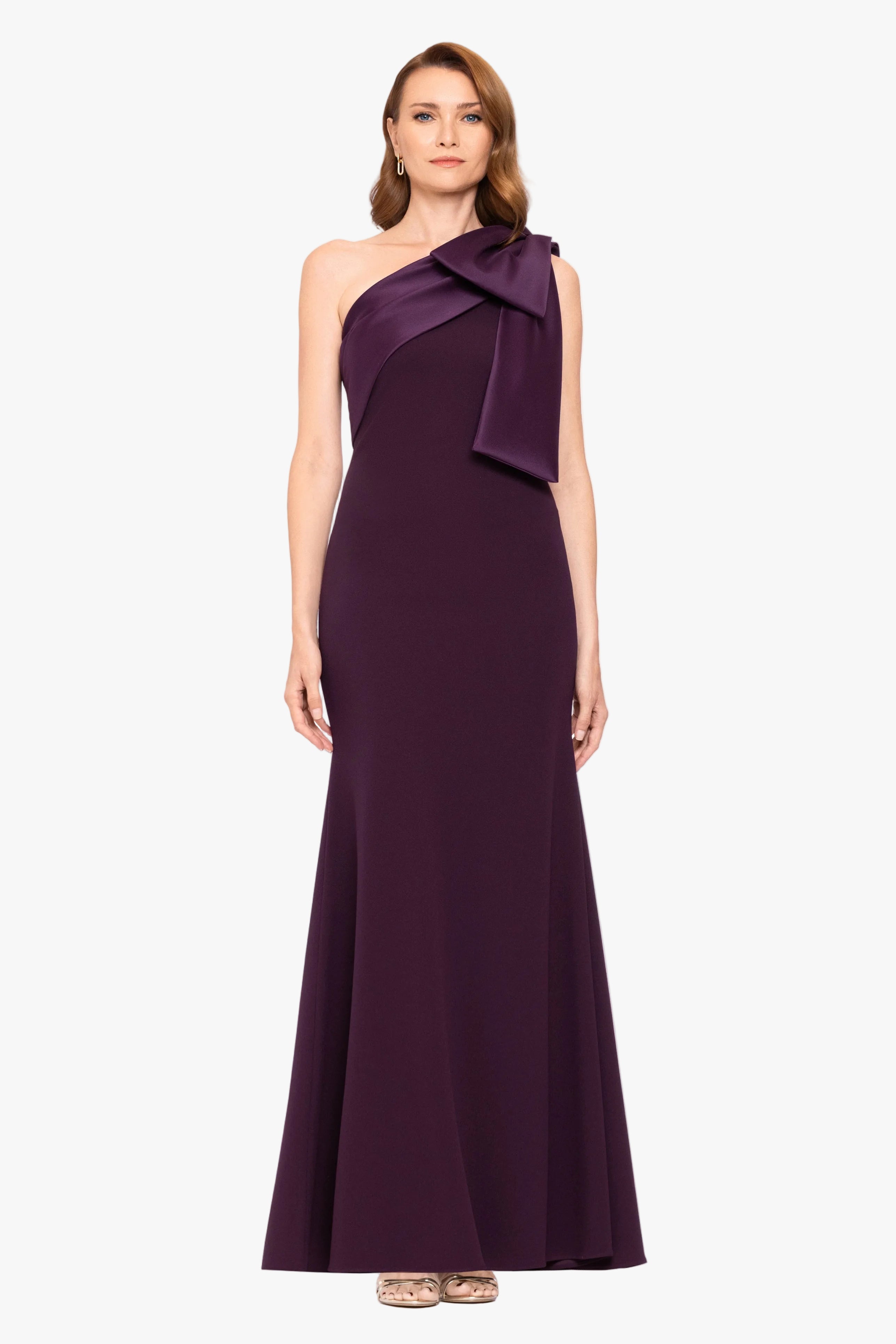 "Carmela" Scuba Crepe With Satin Bow Dress