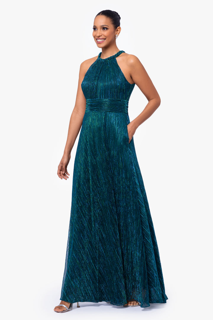 "Ara" Braid Halter Neck Floor Length Gown