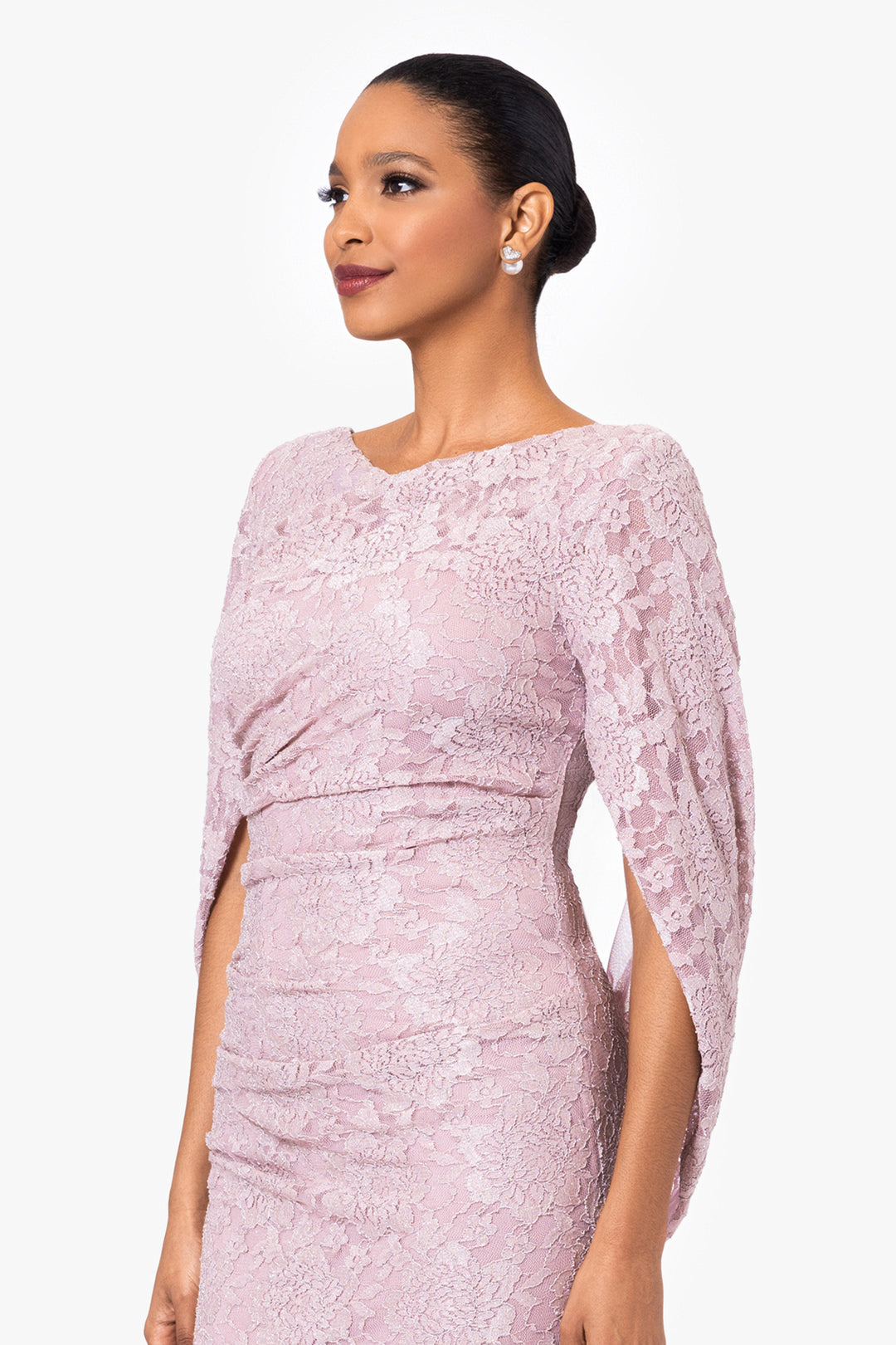 "Brie" Short Lace Overlay Cape Dress