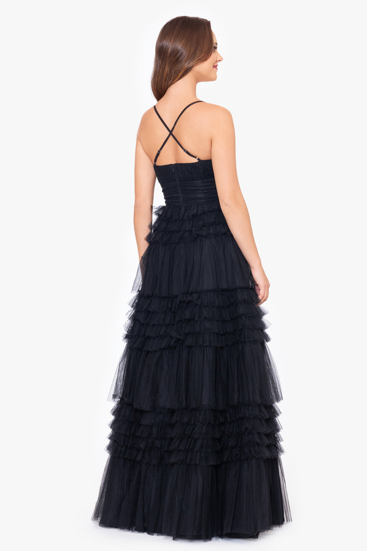 "Rina" Tiered Mesh Sweetheart Neckline Gown