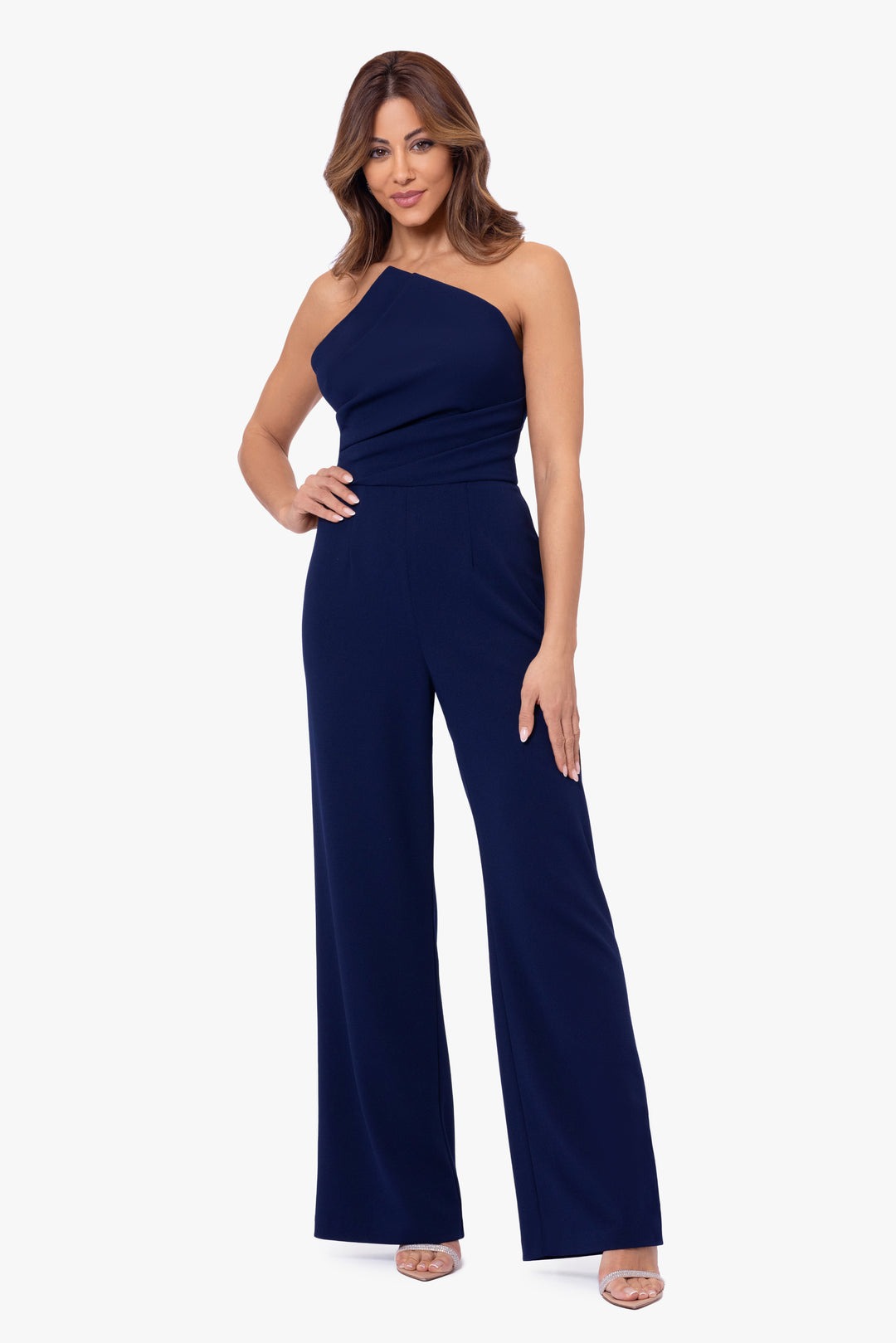 Betsy & Adam Women's One Shoulder Bow Jumpsuit Green Size 10