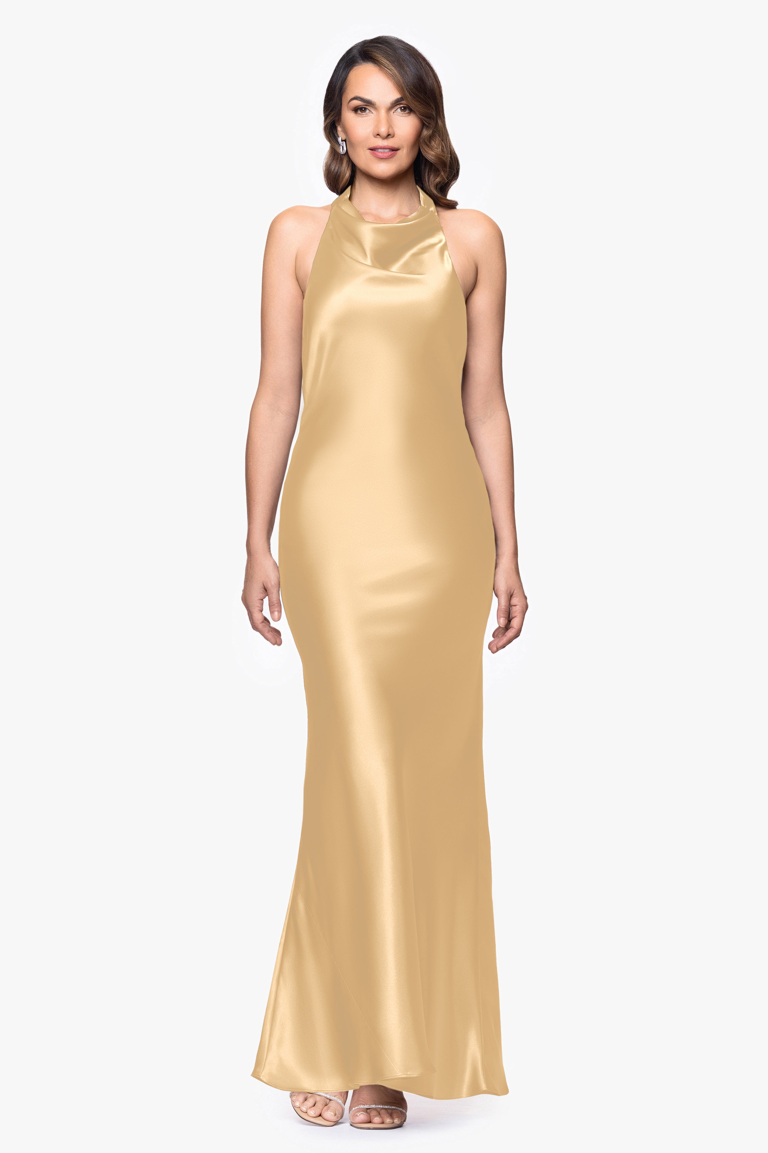 "Shannon" Halter Necktie Floor Length Dress