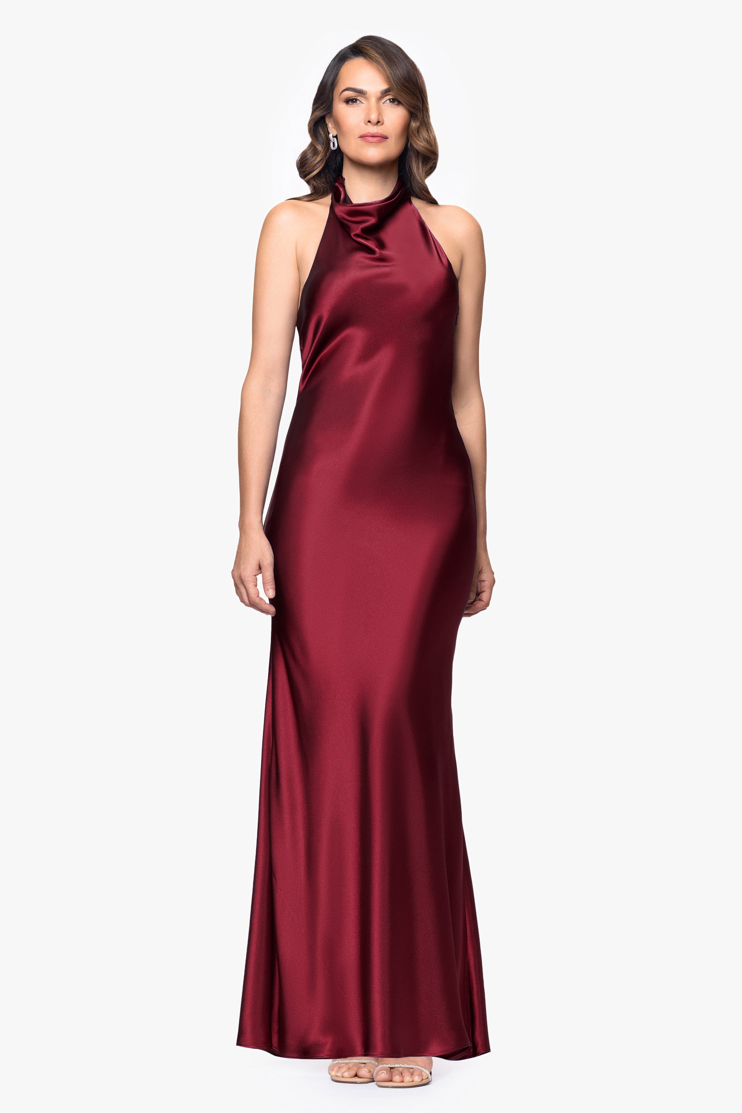 "Shannon" Halter Necktie Floor Length Dress