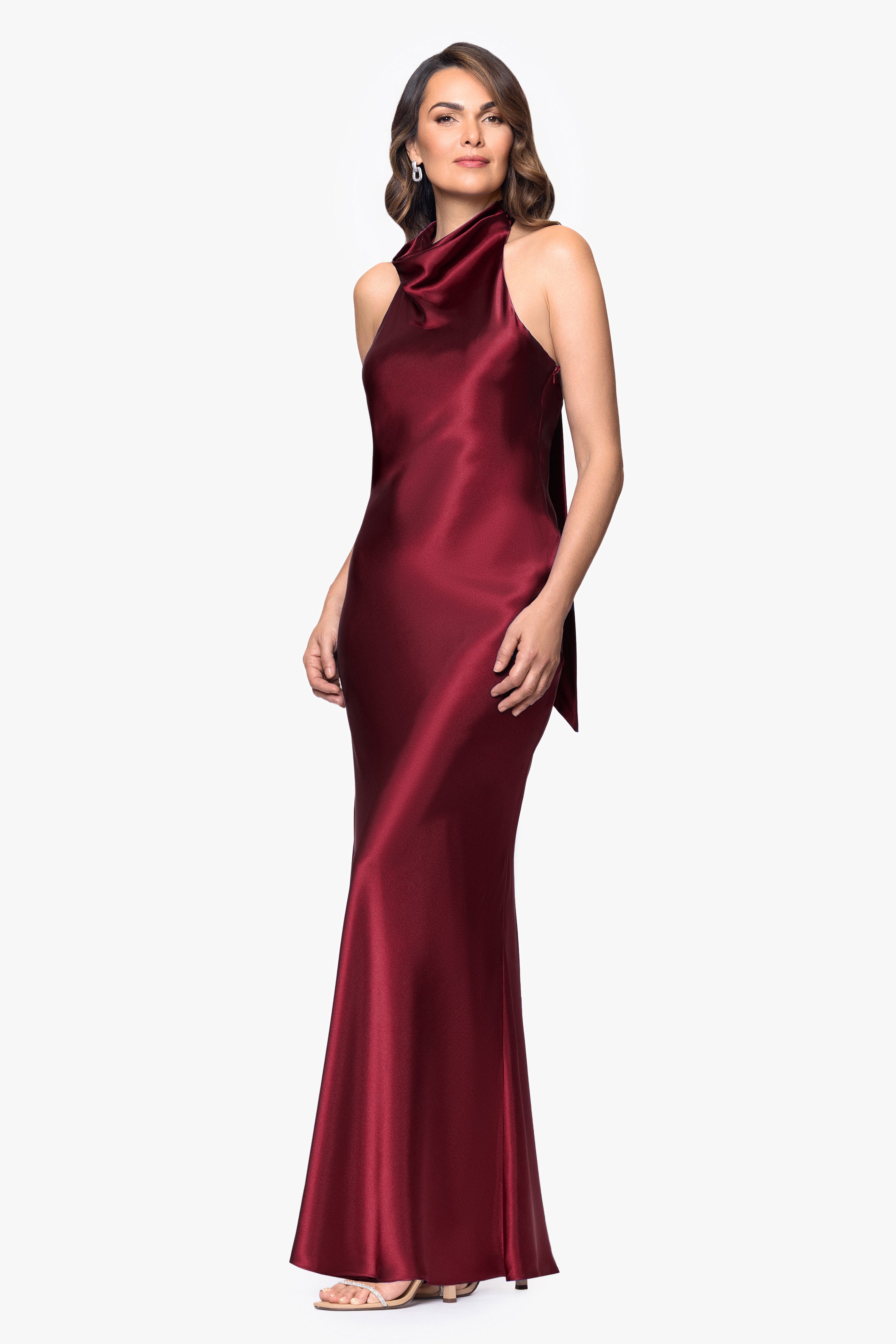 "Shannon" Halter Necktie Floor Length Dress