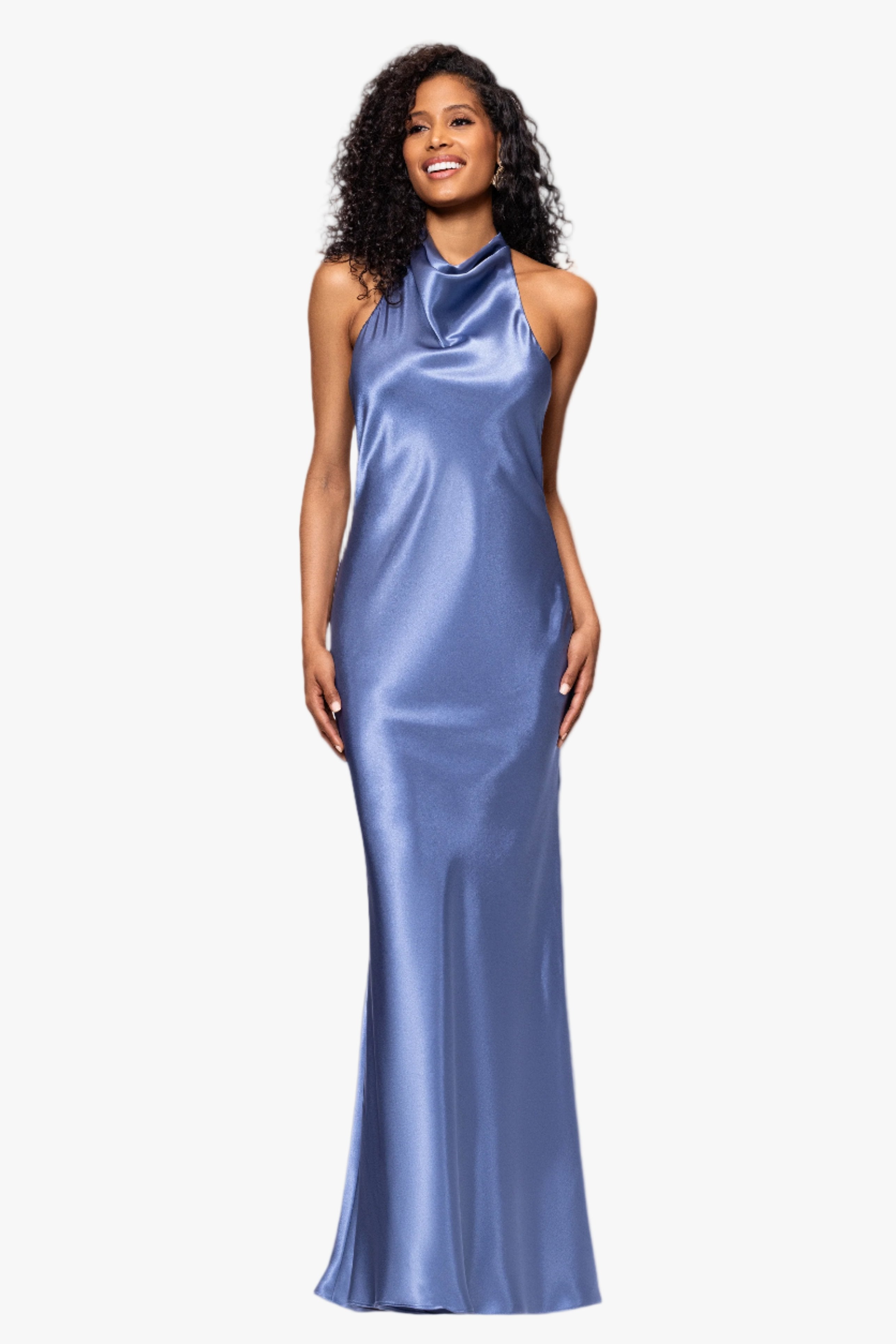 "Shannon" Halter Necktie Floor Length Dress