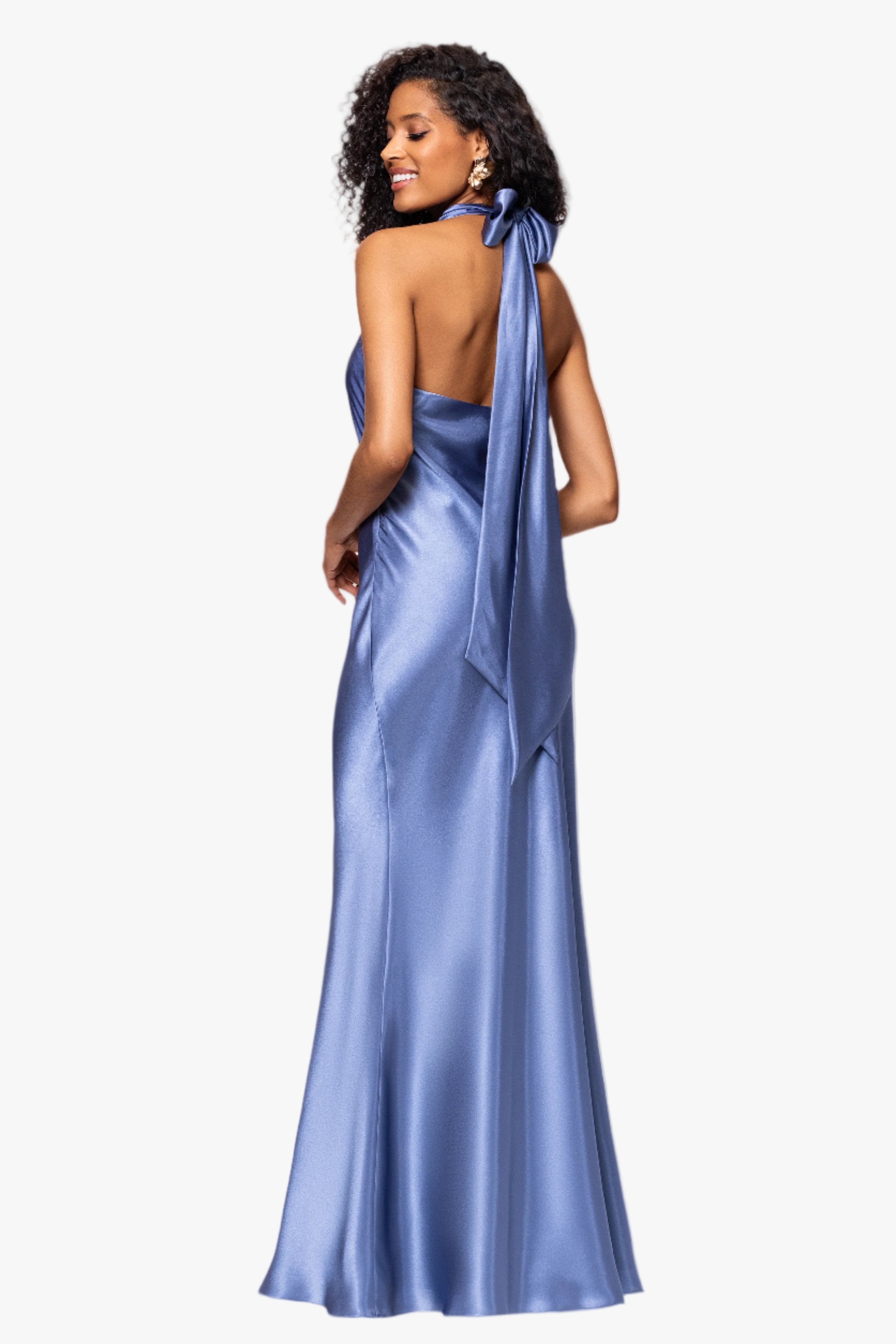 "Shannon" Halter Necktie Floor Length Dress