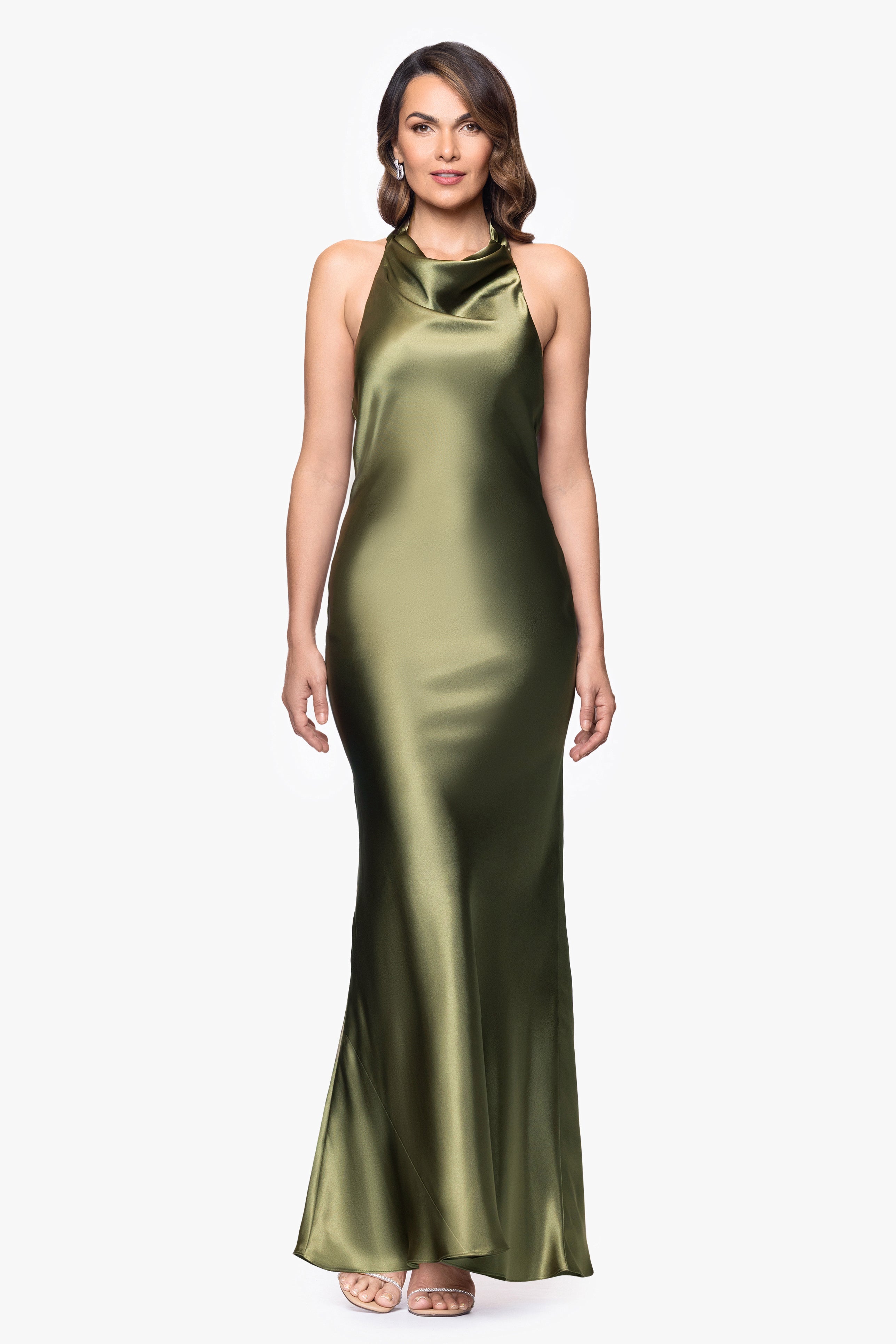 "Shannon" Halter Necktie Floor Length Dress