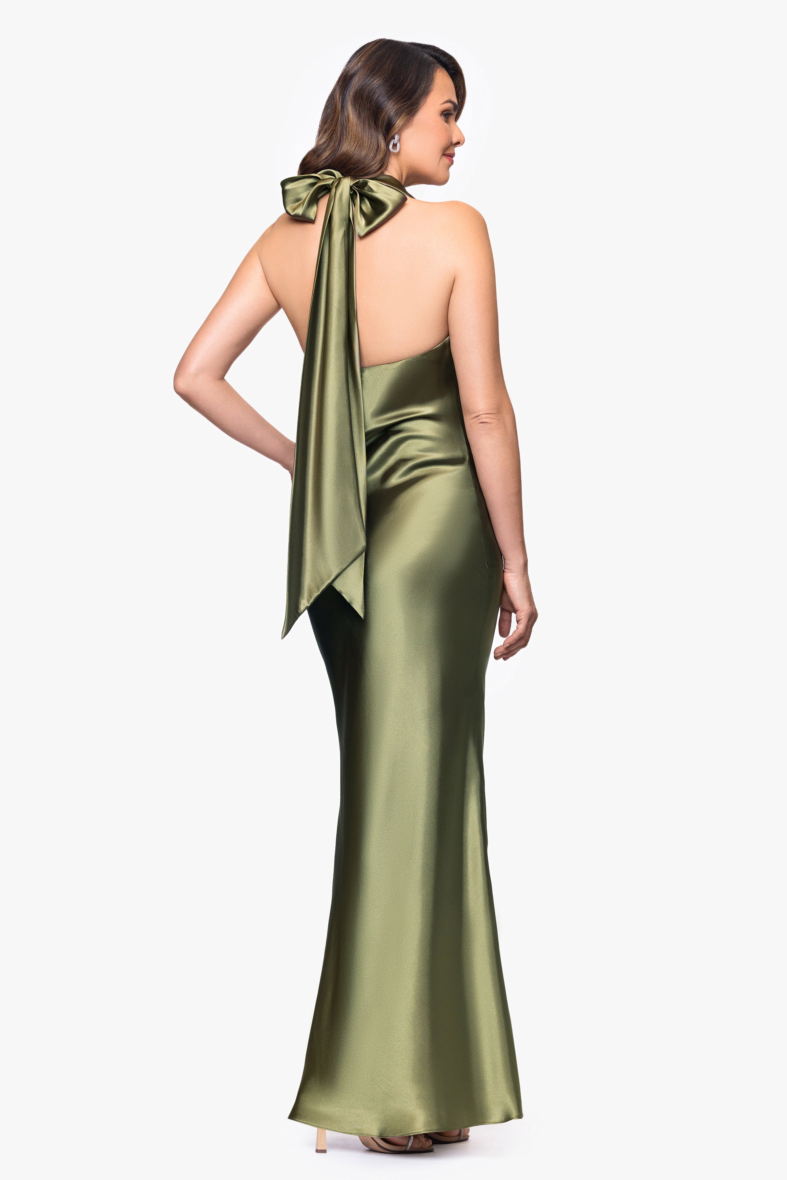 "Shannon" Halter Necktie Floor Length Dress