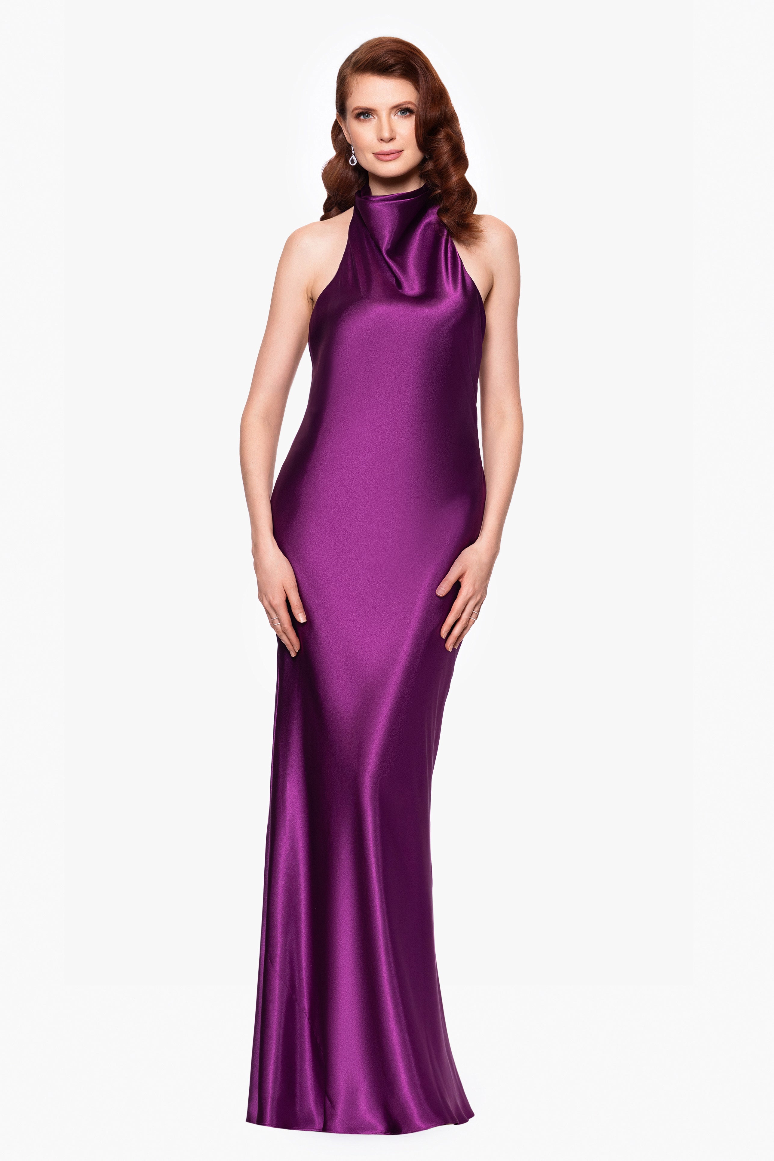 "Shannon" Halter Necktie Floor Length Dress