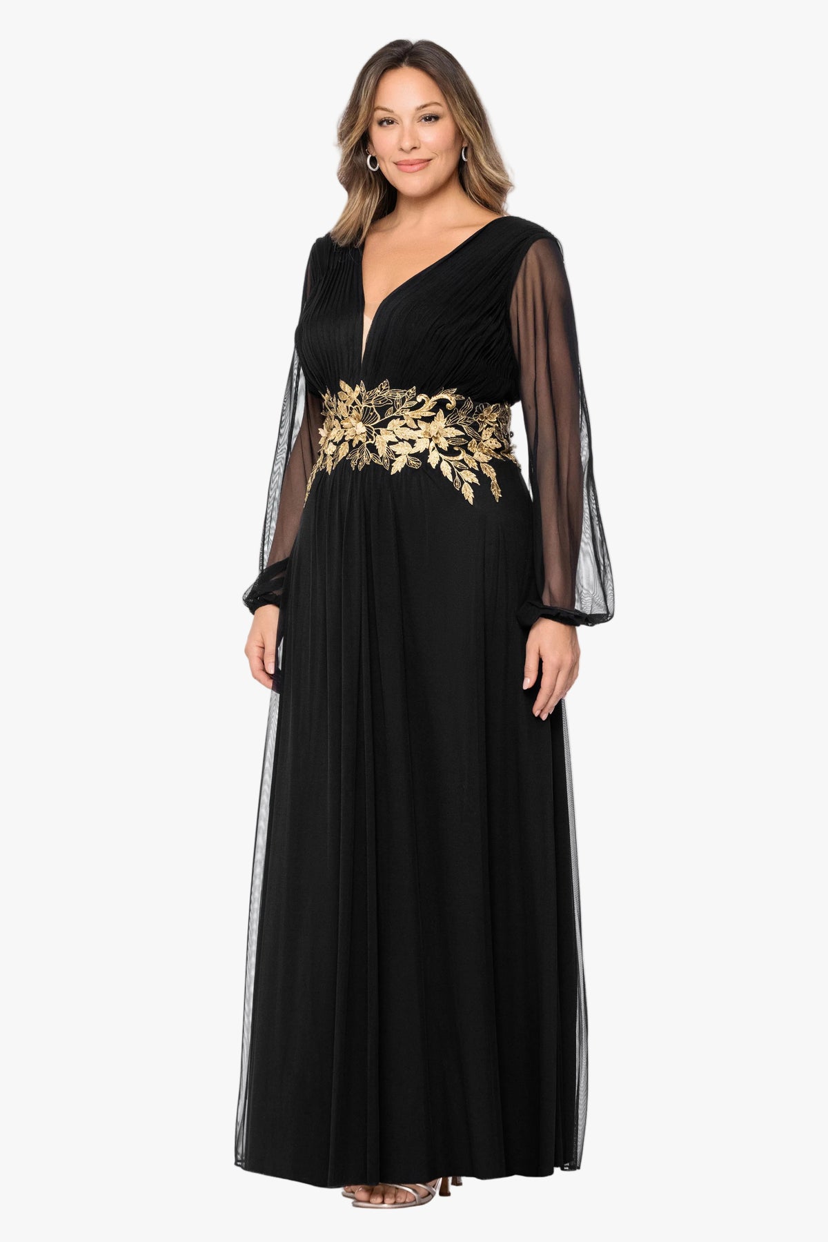 Plus "Rebecca" Mesh Long Sleeve Dress