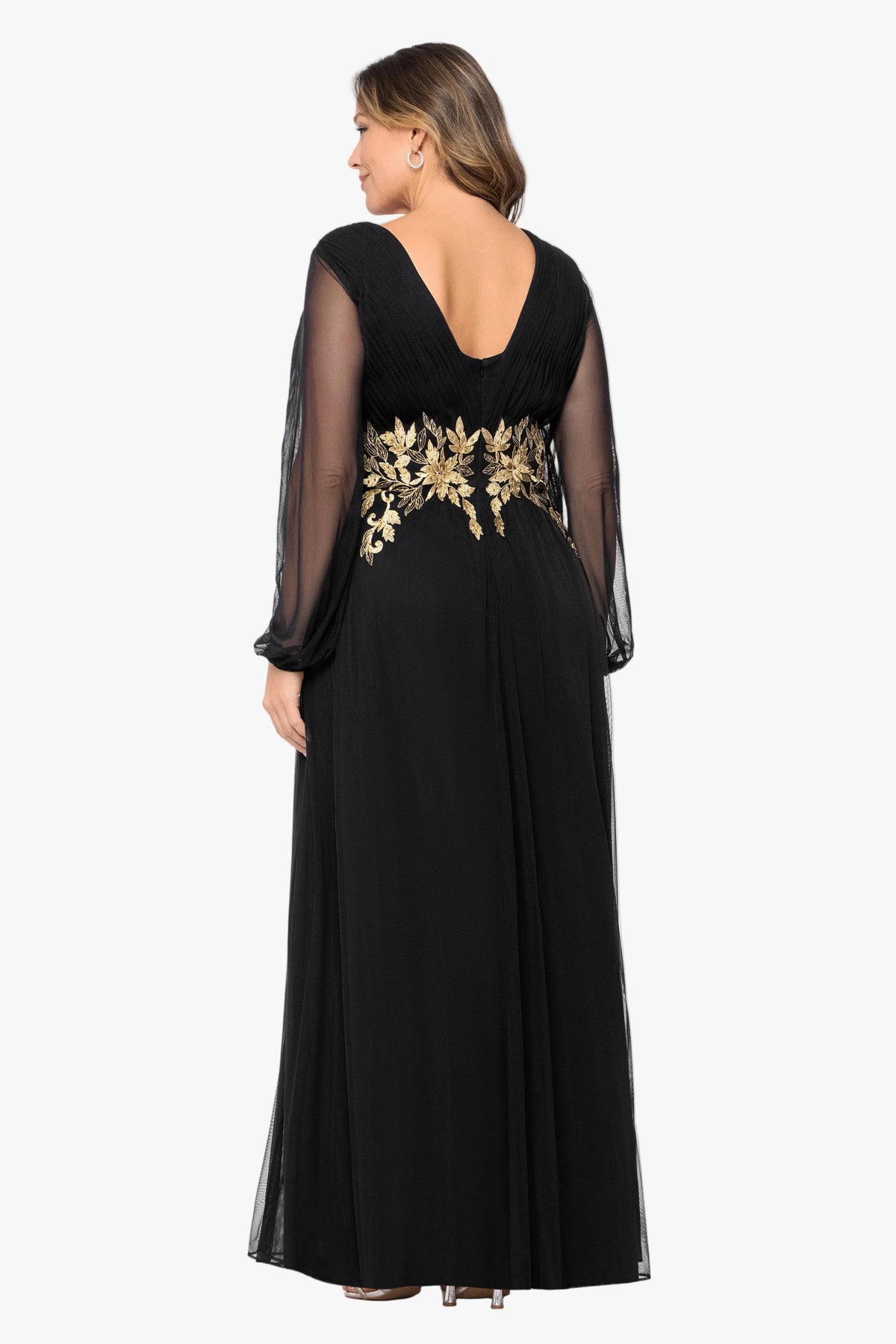 Plus "Rebecca" Mesh Long Sleeve Dress