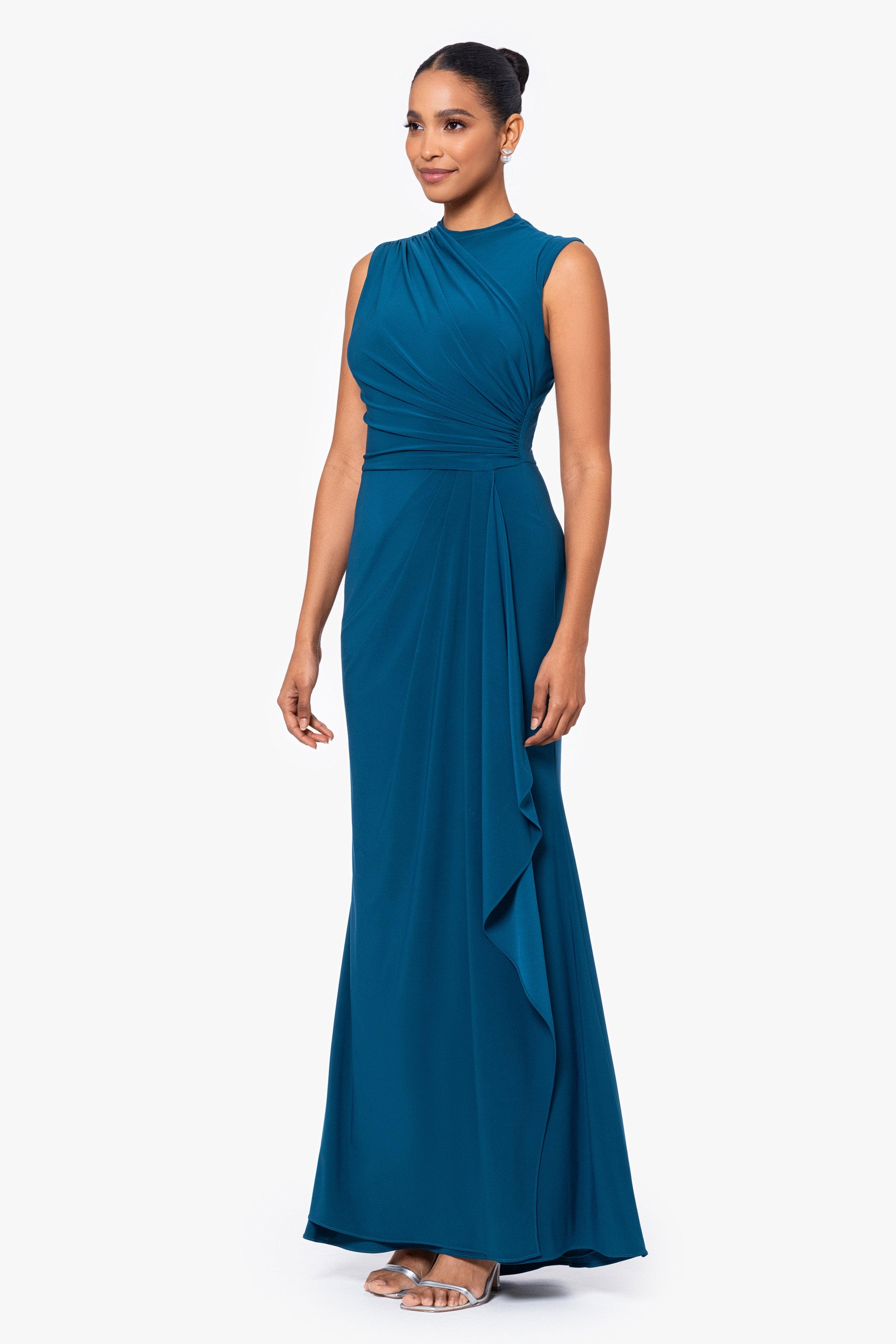 Patricia Long Jersey Knit Ruffle Sleeveless Dress | Betsy & Adam Mallard / 14 Patricia Long Jersey Knit Ruffle Sleeveless Dress | Betsy & Adam Mallard / 14