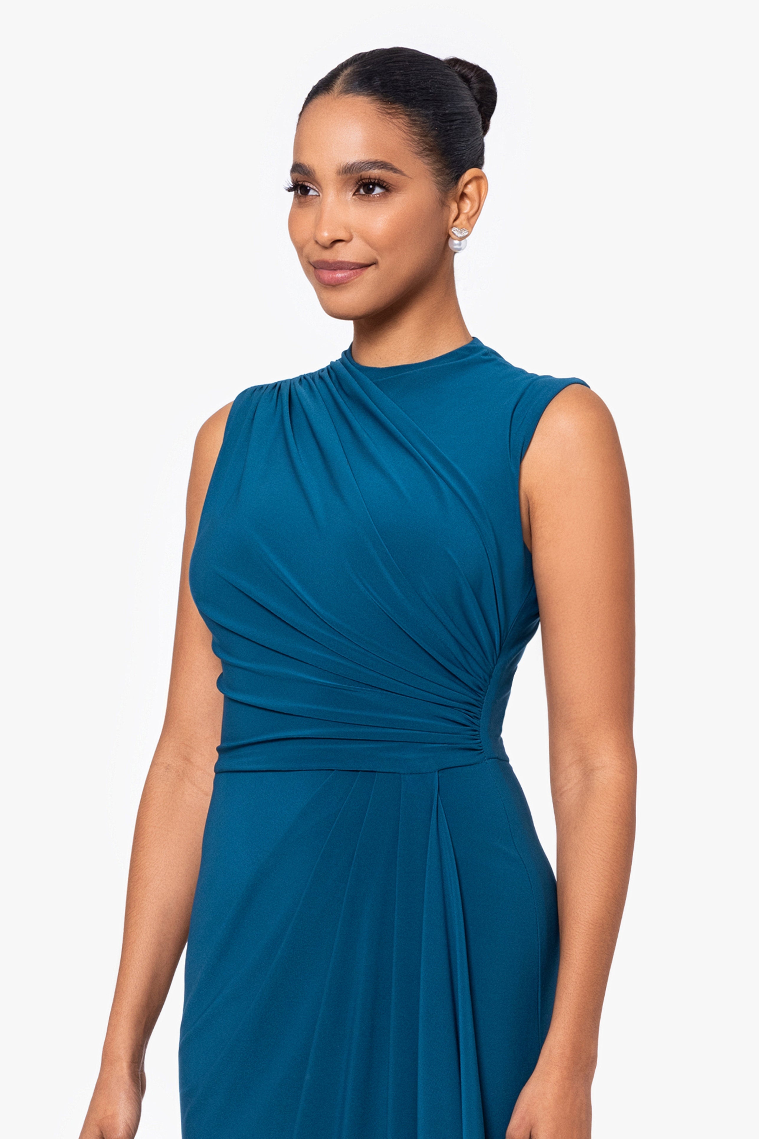 Patricia Long Jersey Knit Ruffle Sleeveless Dress | Betsy & Adam Mallard / 14 Patricia Long Jersey Knit Ruffle Sleeveless Dress | Betsy & Adam Mallard / 14