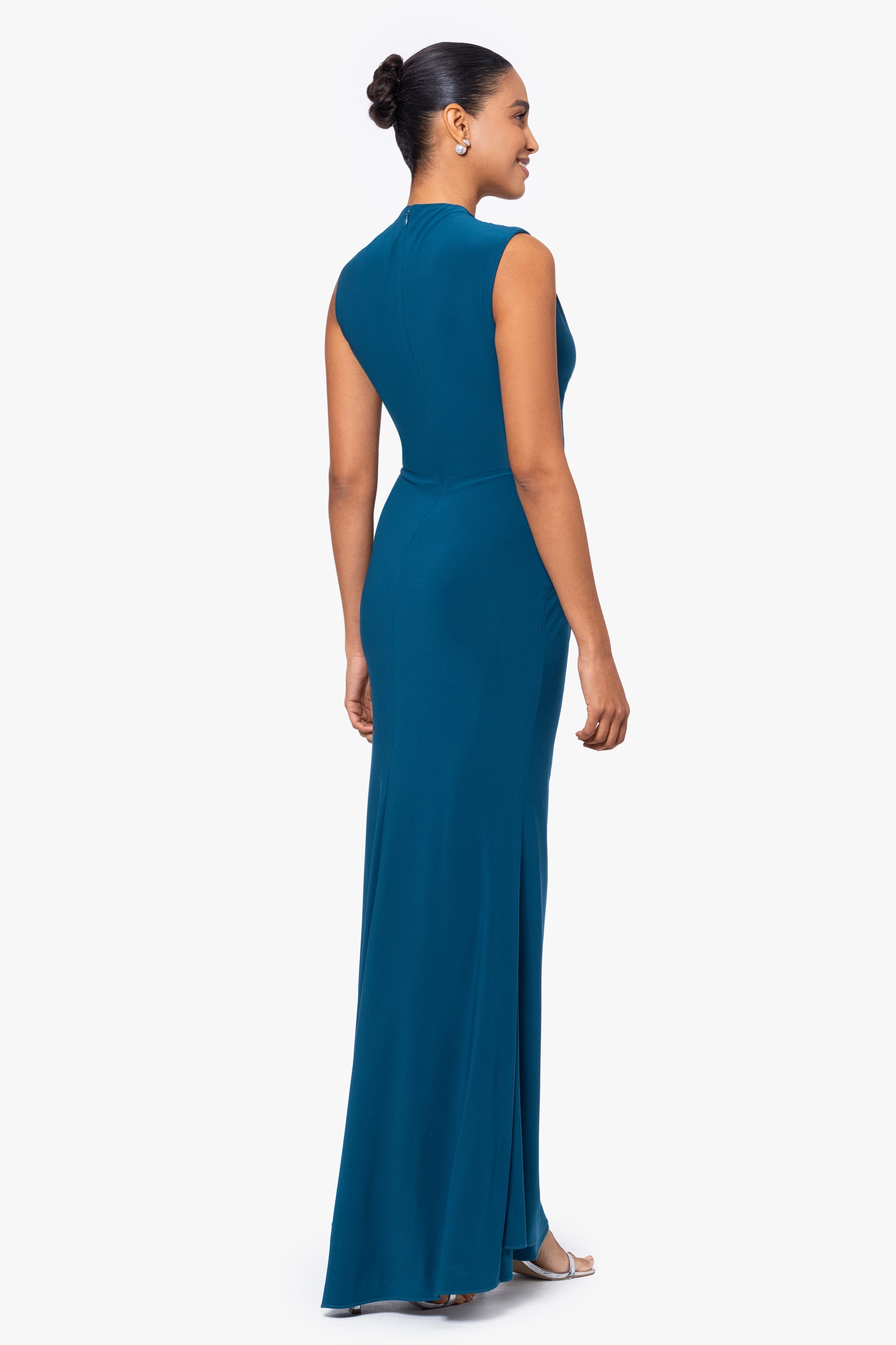 strapless open back dress Ellie Wilde EW122028 Jersey Prom Dress with Embroidery & Slit – Mydressline main image 1