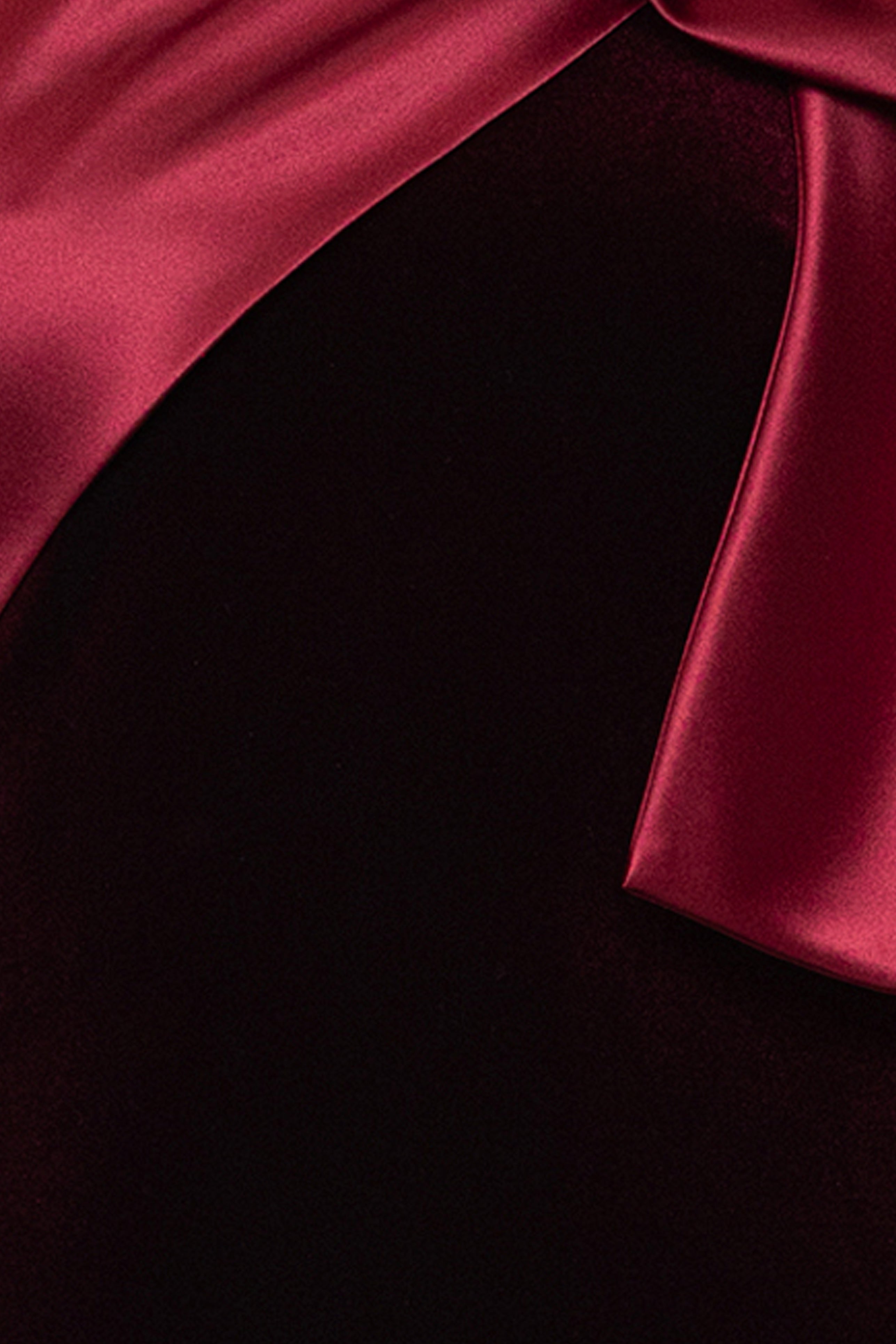 "Elena" Velvet One Shoulder Satin Bow Neckline Floor Length Dress
