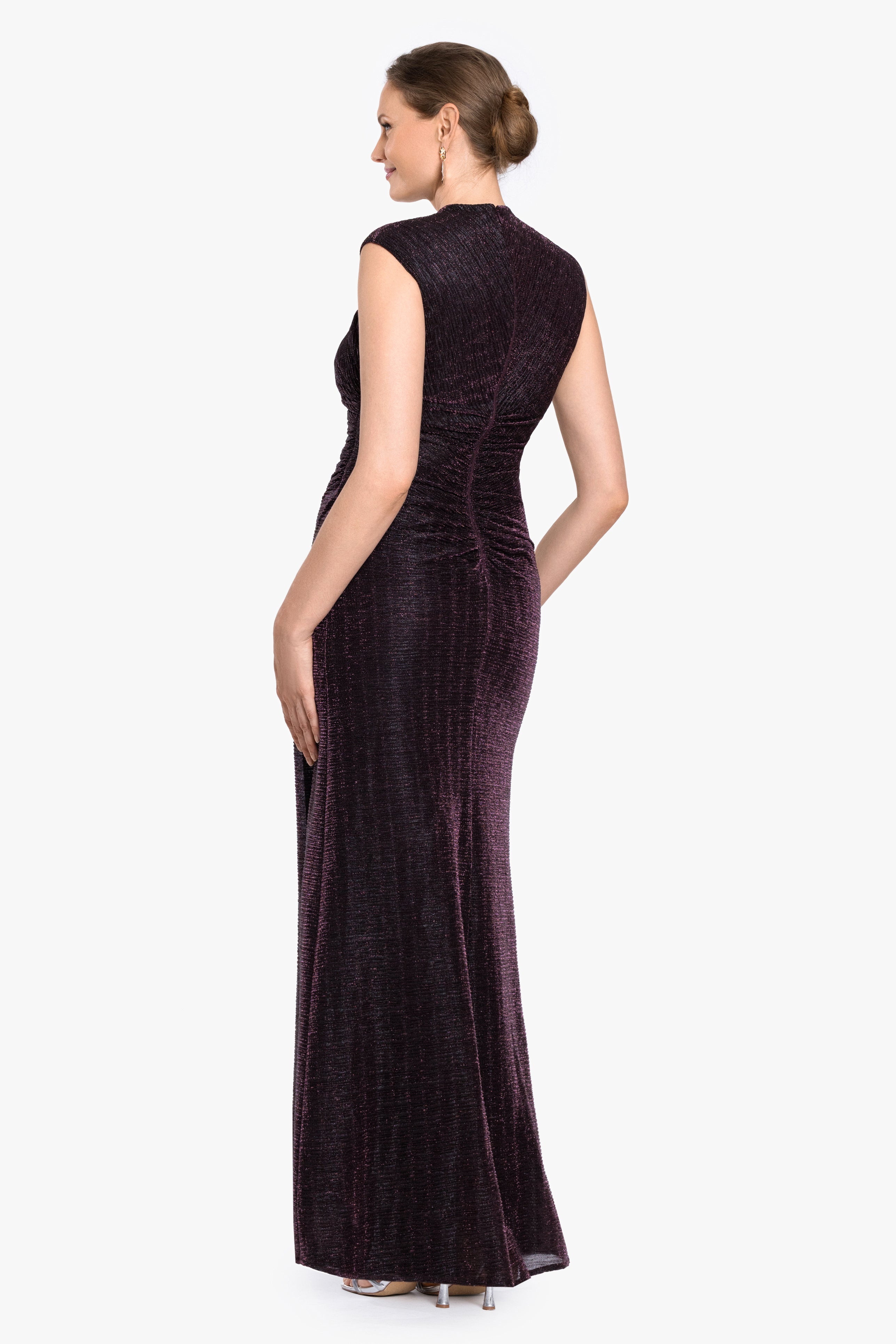"Bethany" Metallic Ruched Dress