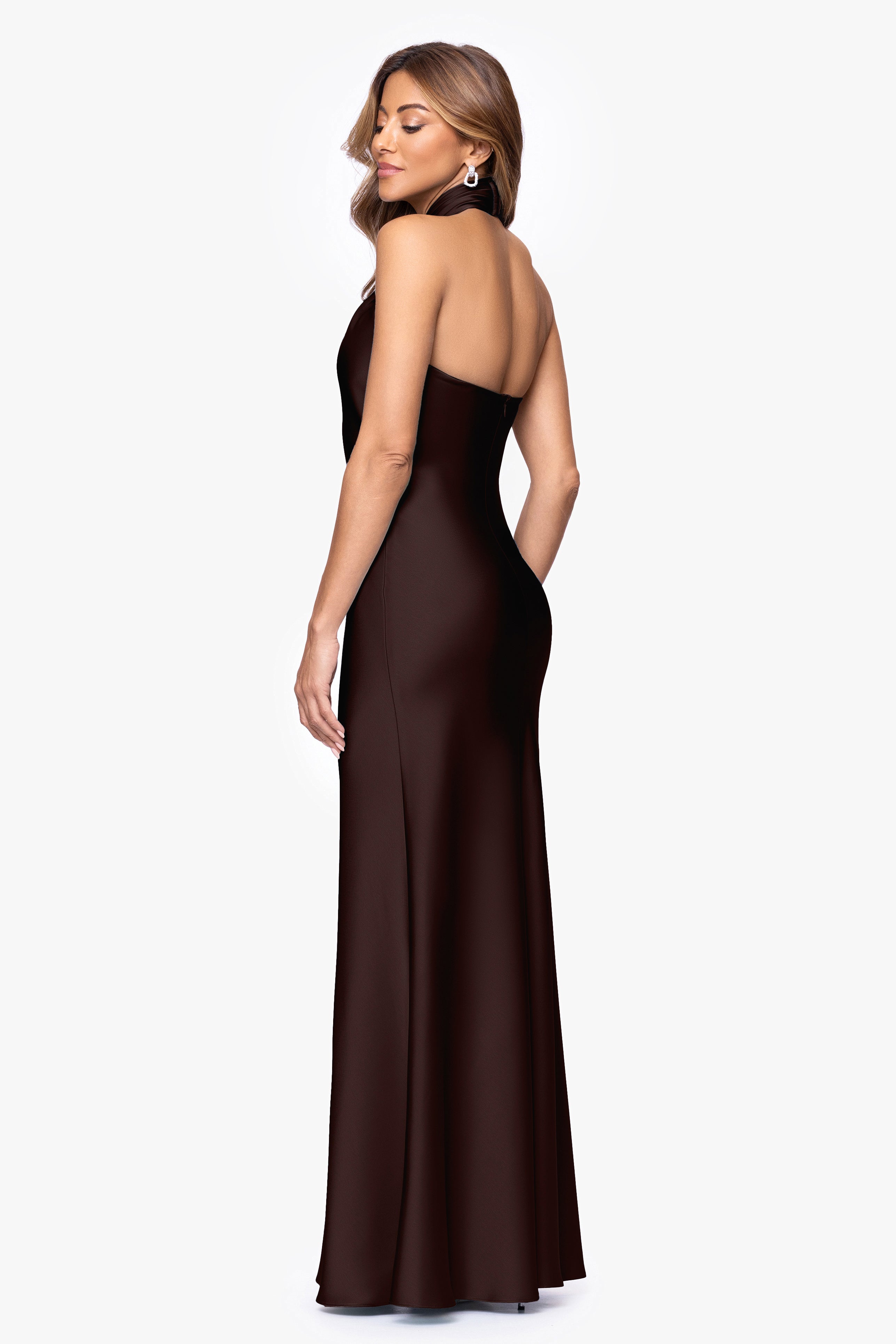 Esmerelda Satin Double Knotted Halter Neck Dress
