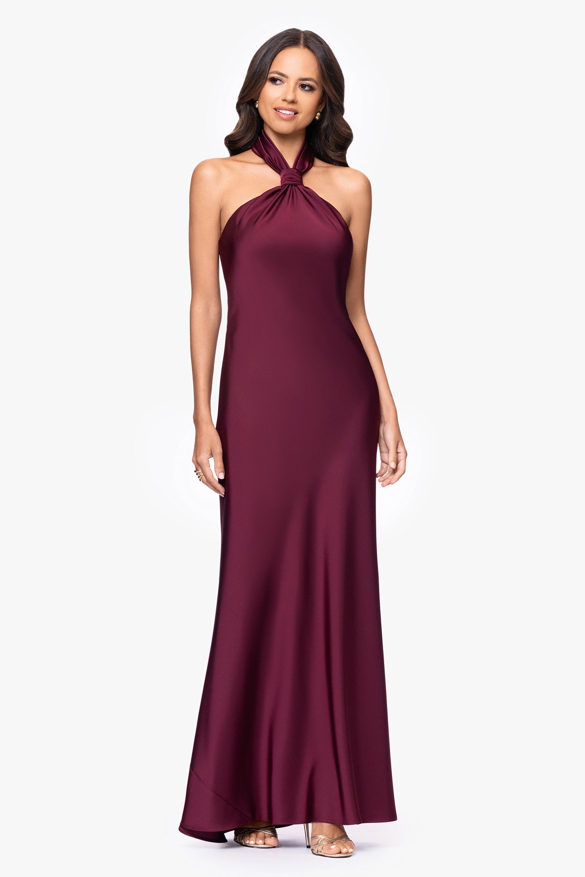 "Esmerelda" Satin Double Knotted Halter Neck Dress