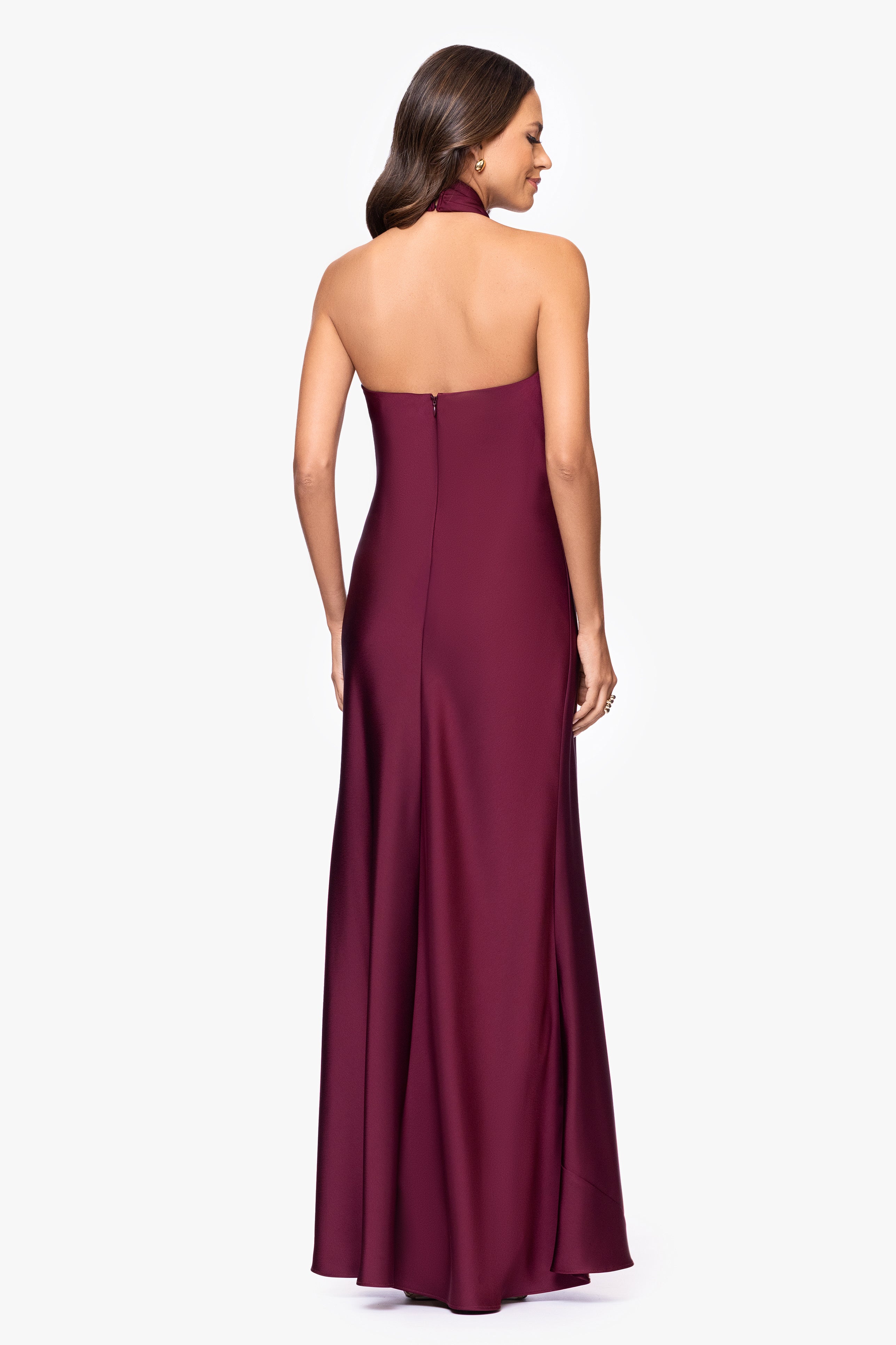 "Esmerelda" Satin Double Knotted Halter Neck Floor Length Dress