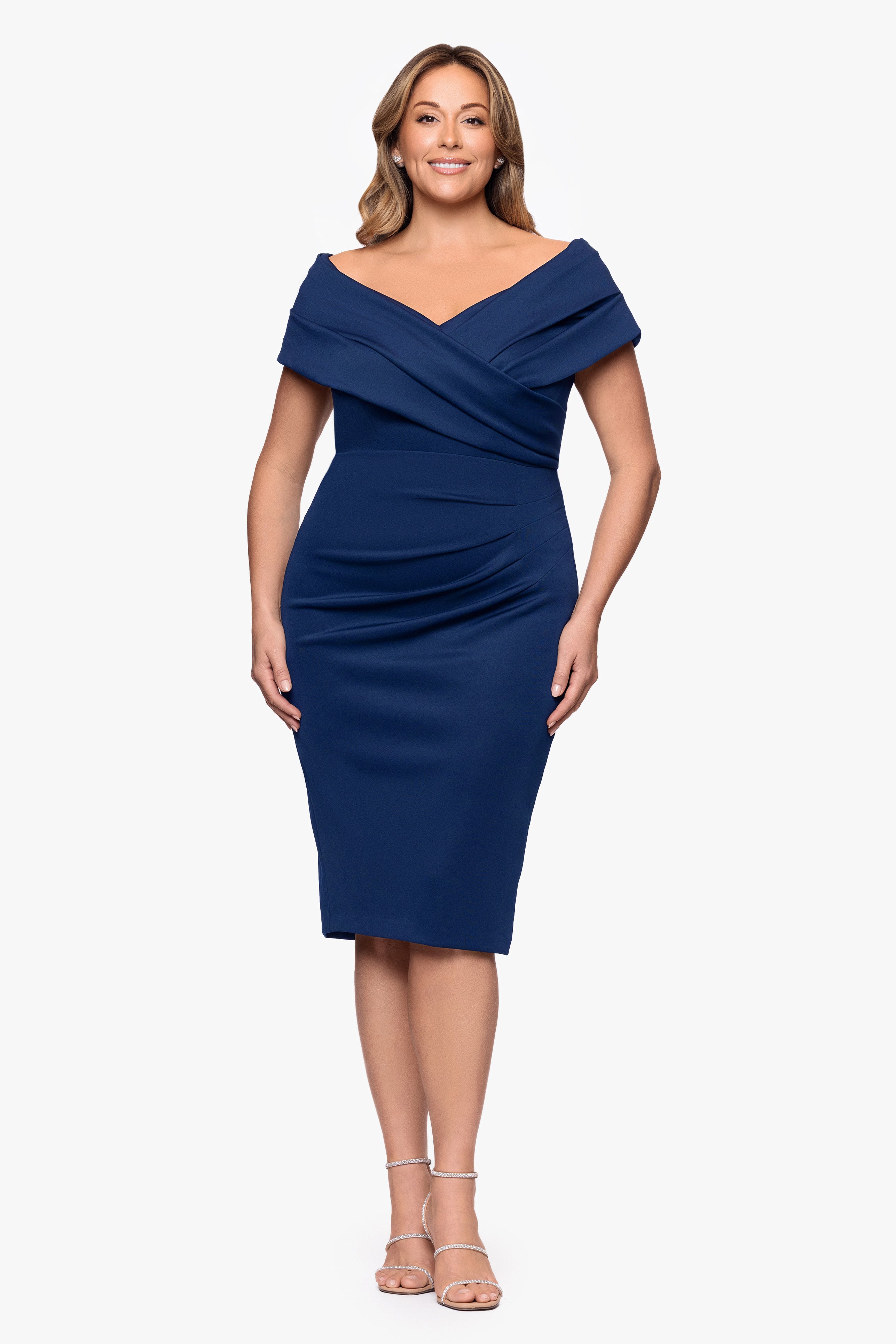 "Sue" Techno Scuba V-Neck Knee Length Dress