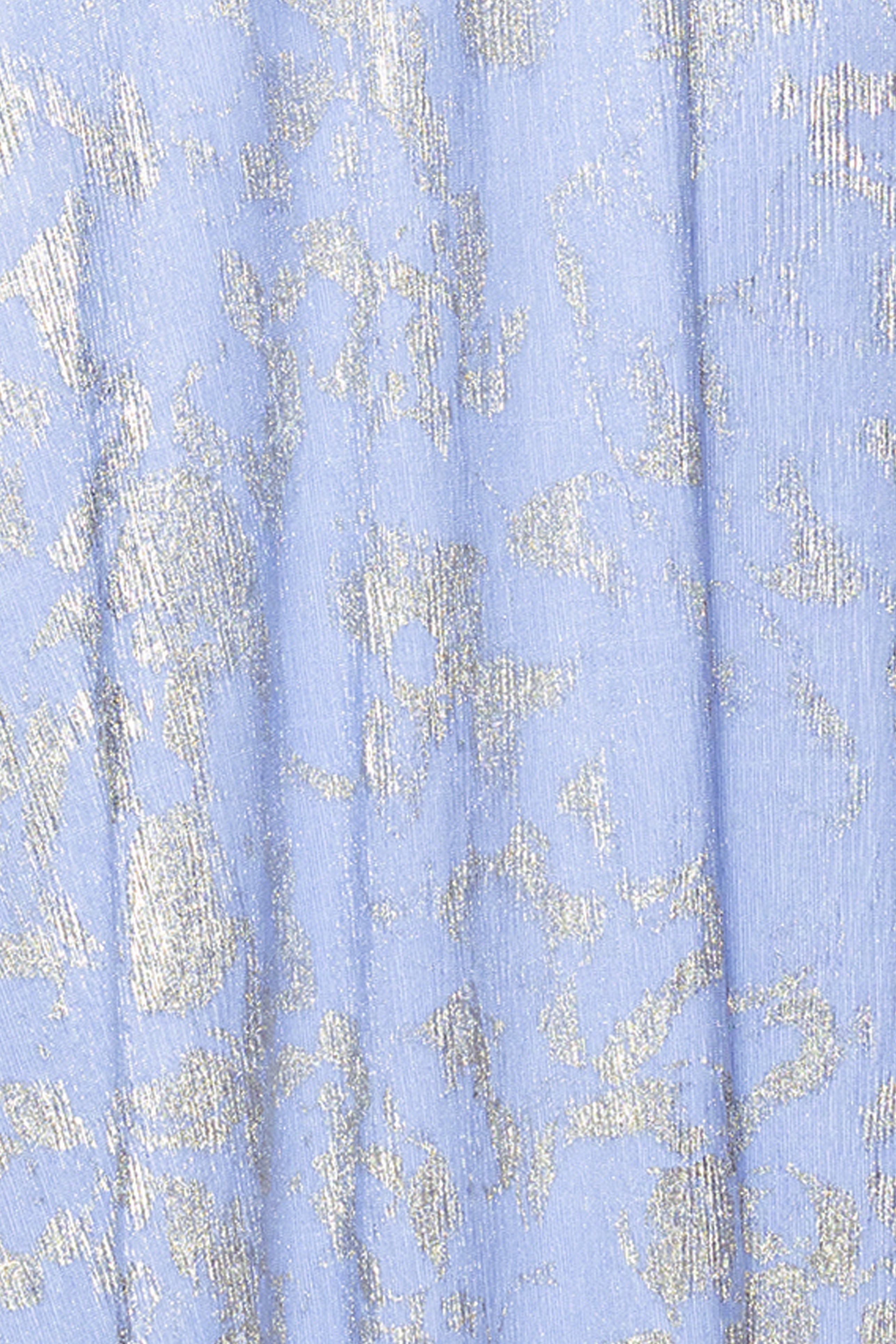 Plus "Melanie" Foil Knit V-Neck Long Sleeve Floor Length Dress