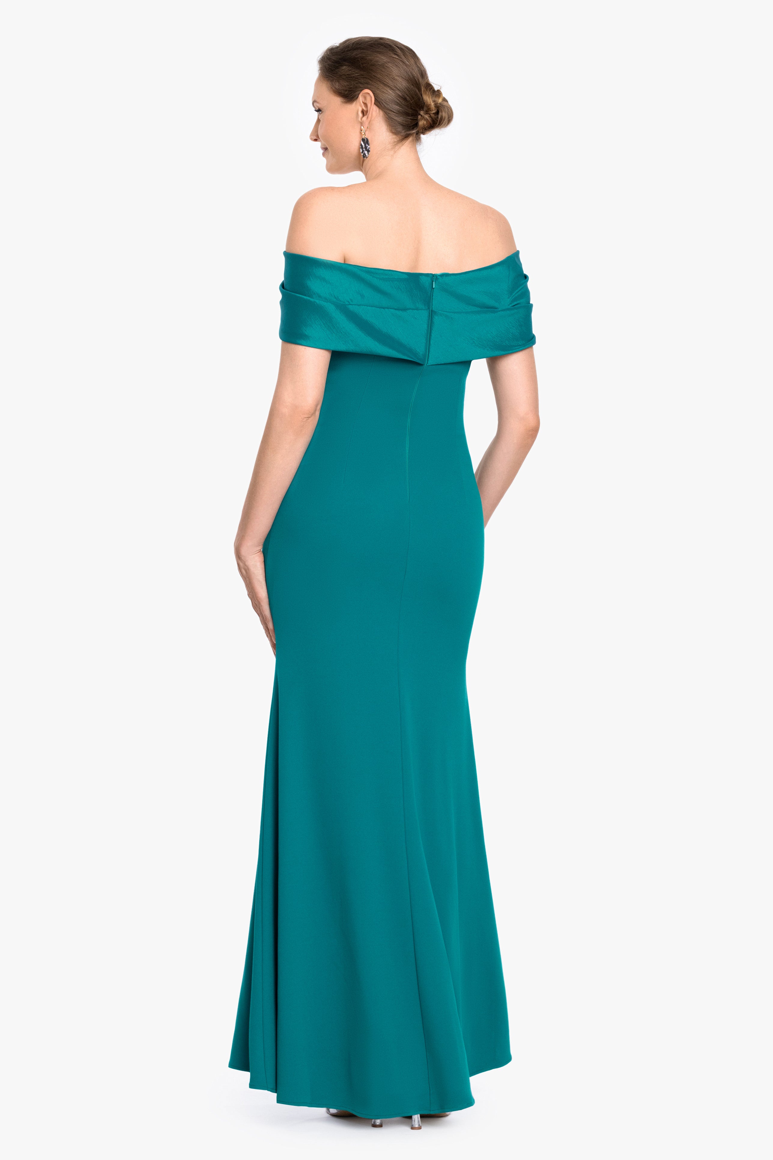 Betsy & Adam Women's Long Off-the-Shoulder Dress - Black - 16