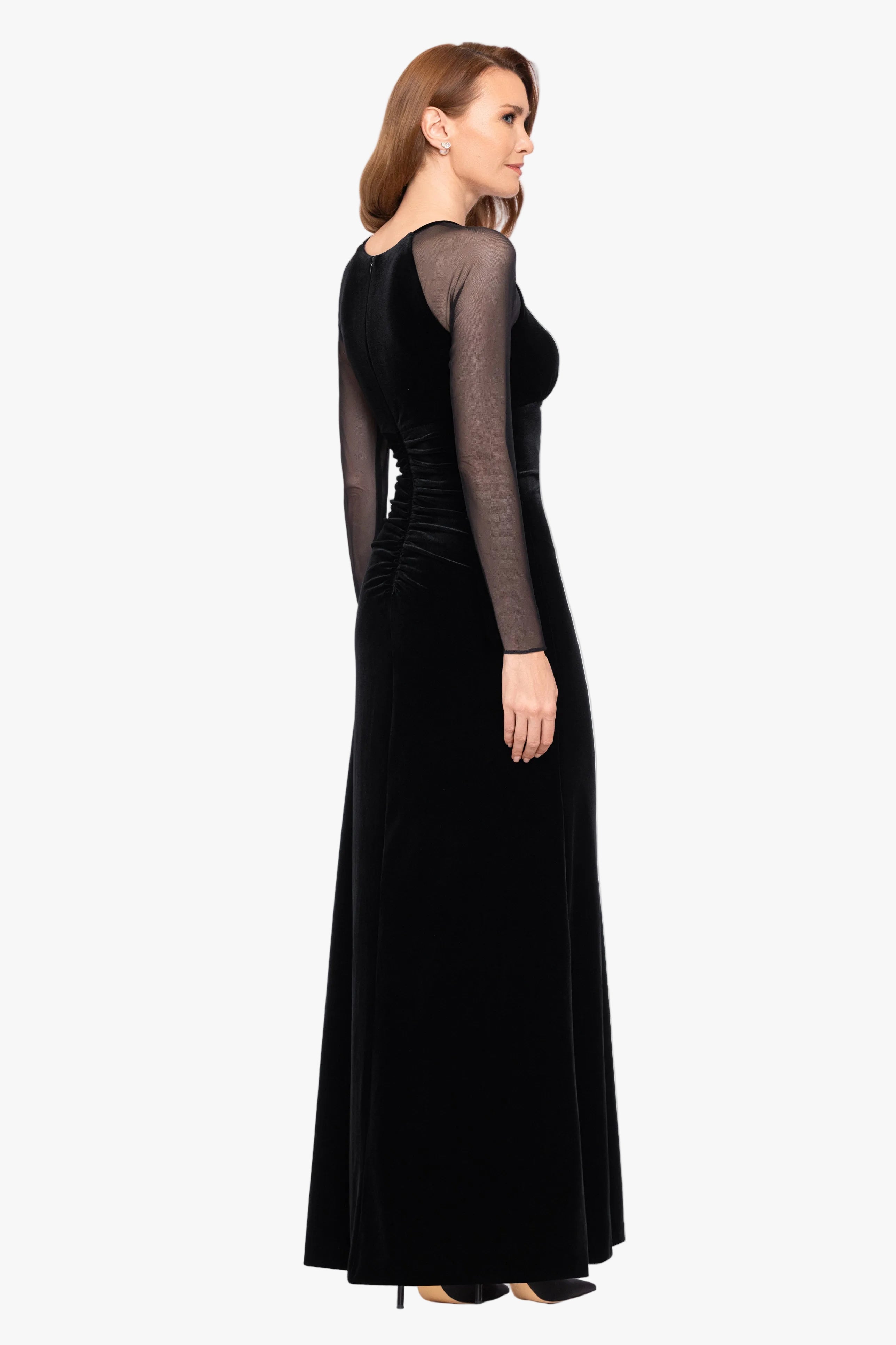 "Paris" Velvet & Mesh Long Sleeve Dress