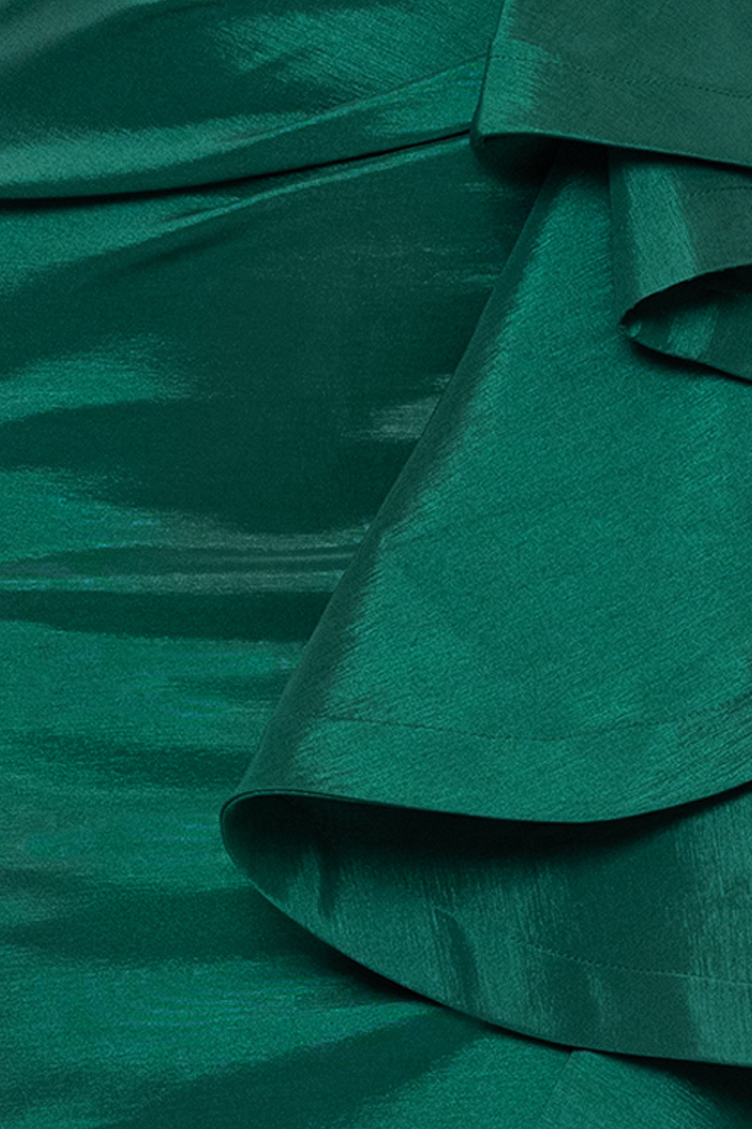 "Rowan" Taffeta Strapless Ruffle Floor Length Dress