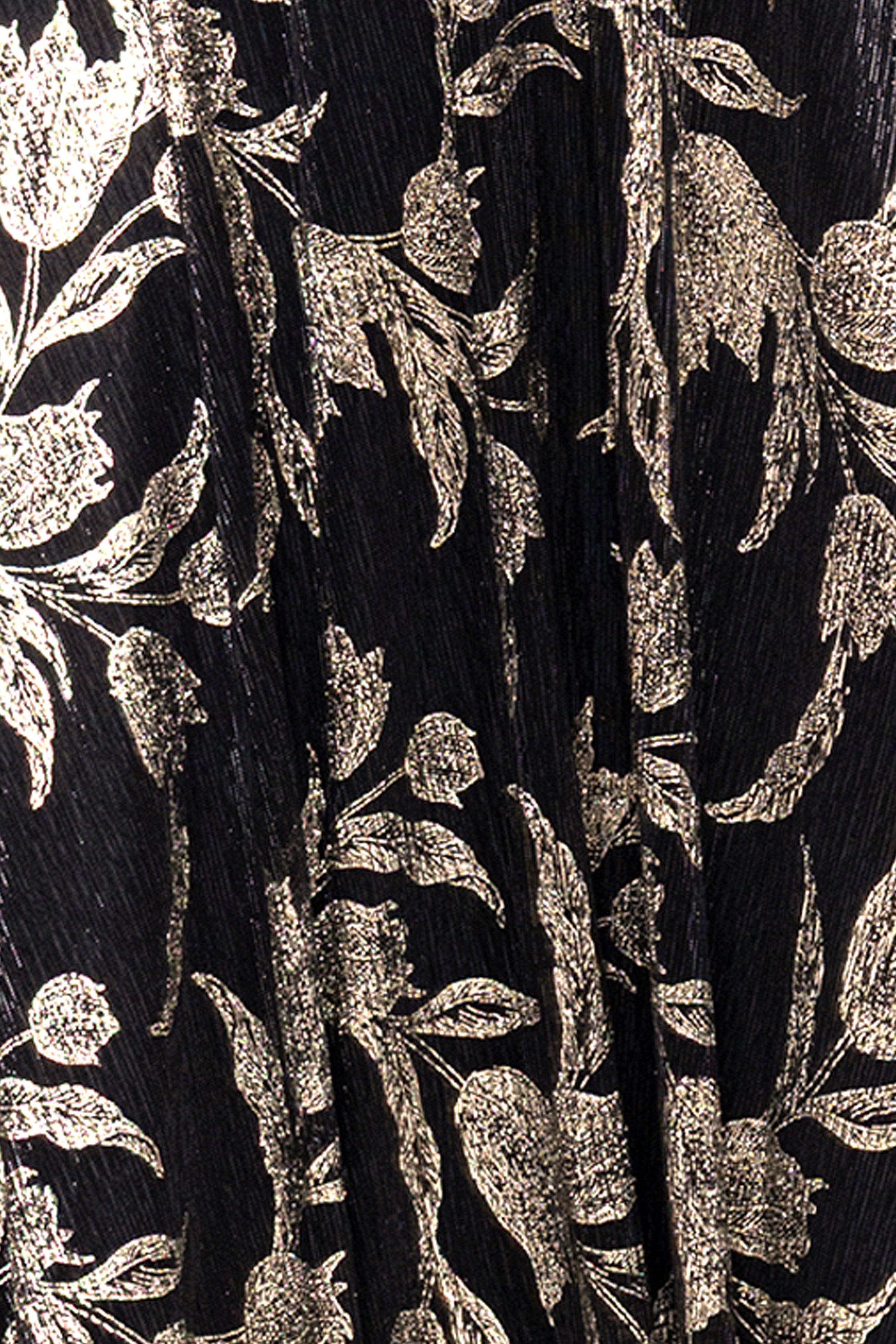 "Elisabeth" Foil Print V-Neck Long Sleeve Floor Length Dress