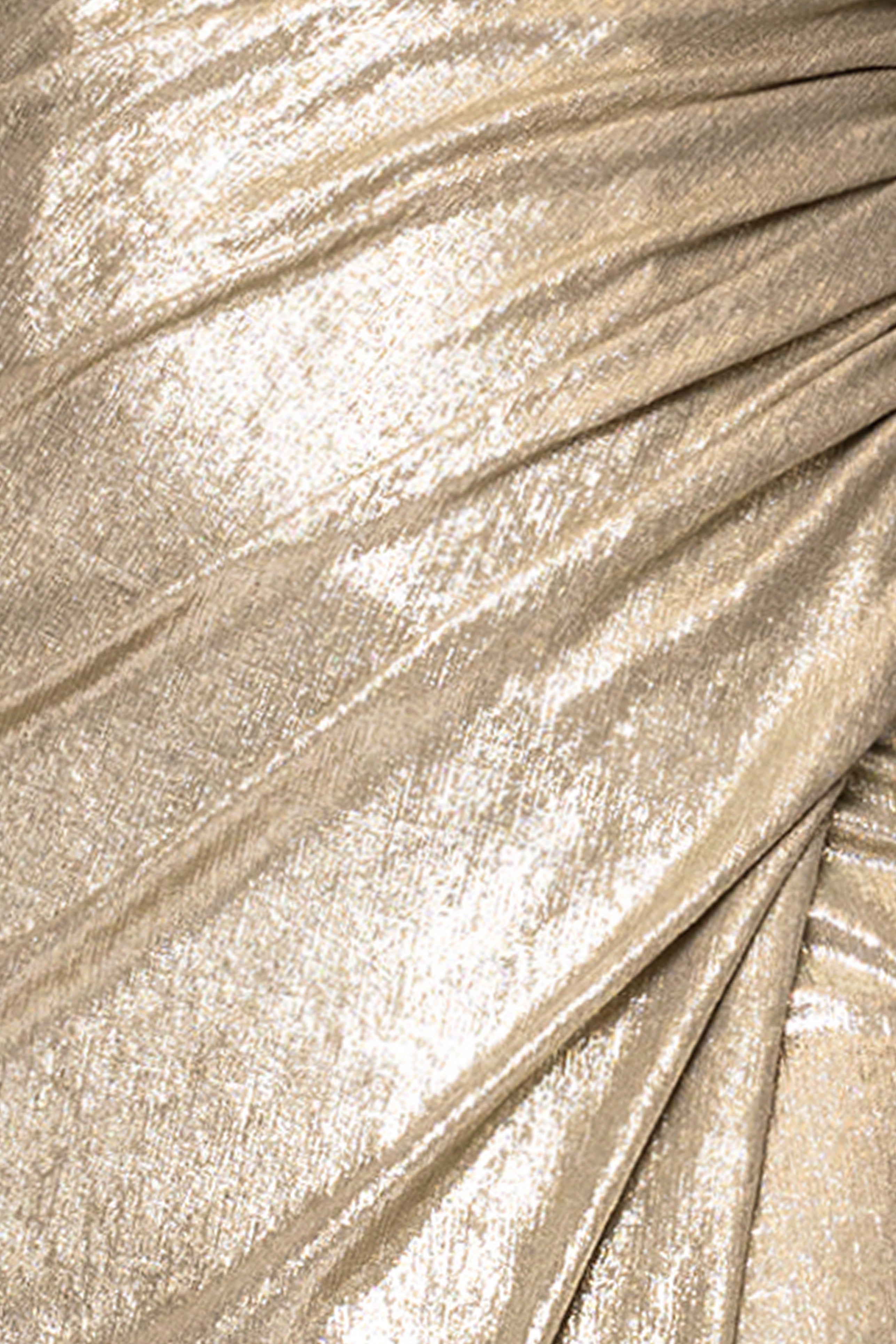 "Lola" Metallic Drop Shoulder Long Sleeve Floor Length Dress