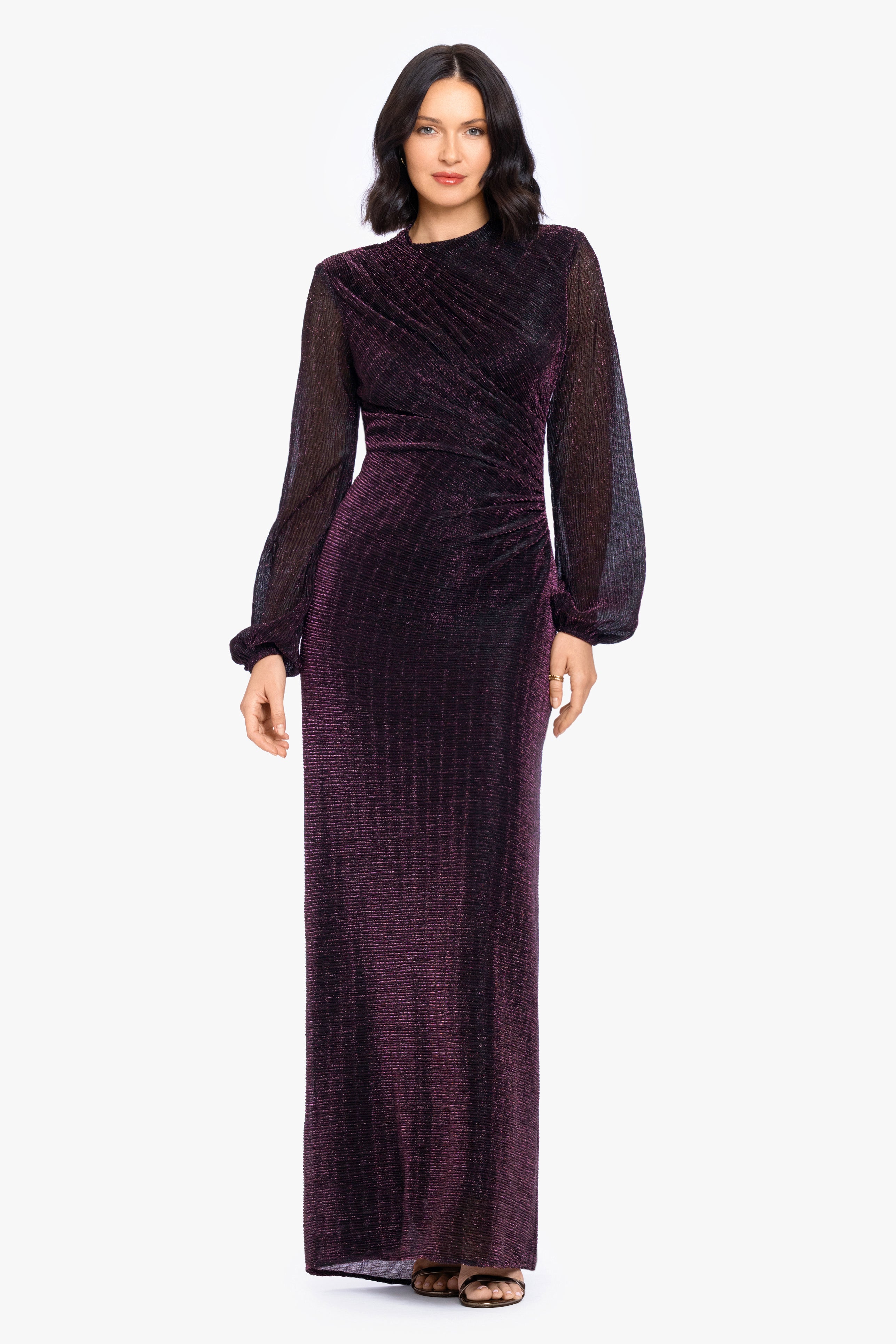 "Jayline" Metallic Long Sleeve Dress