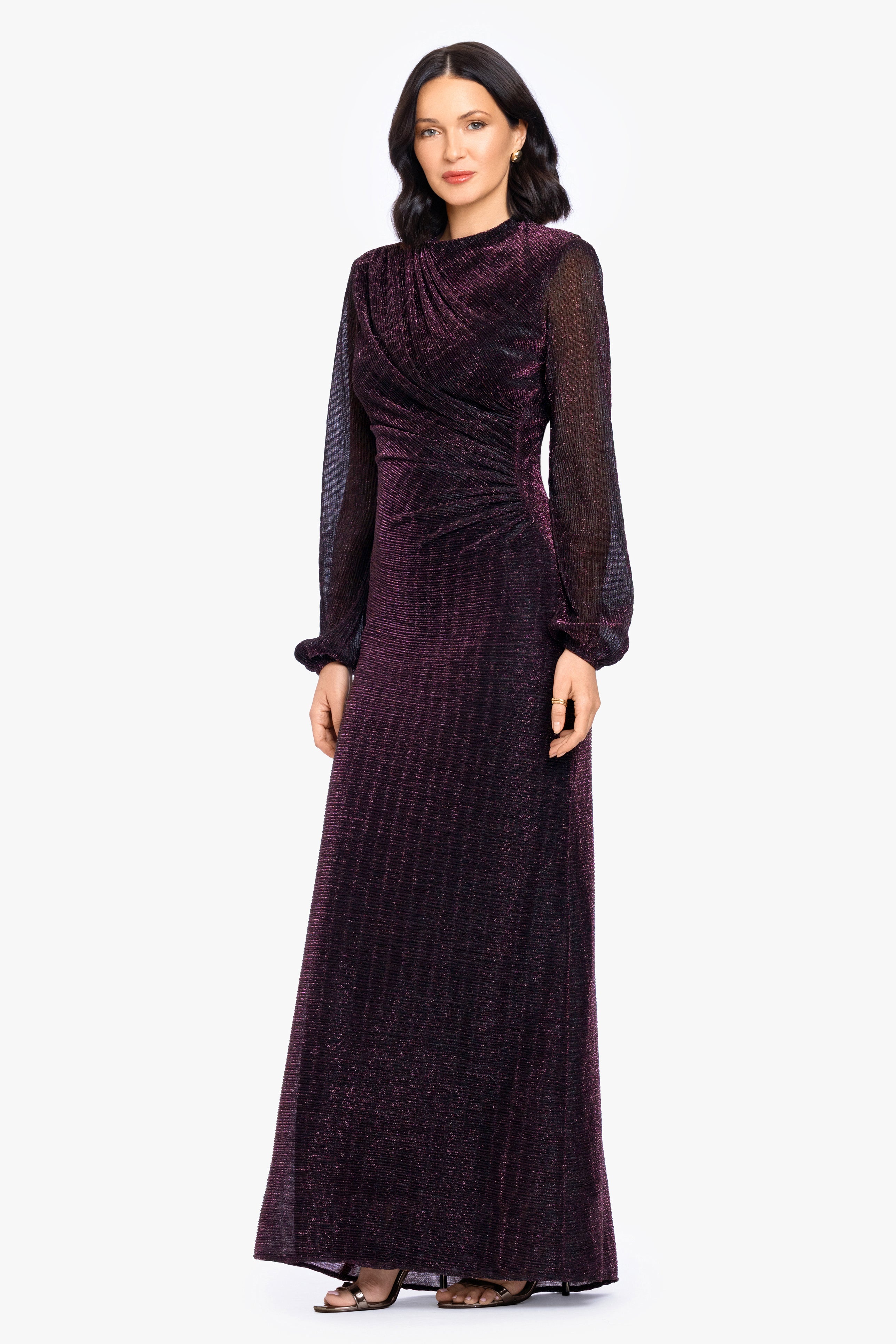 "Jayline" Metallic Long Sleeve Dress