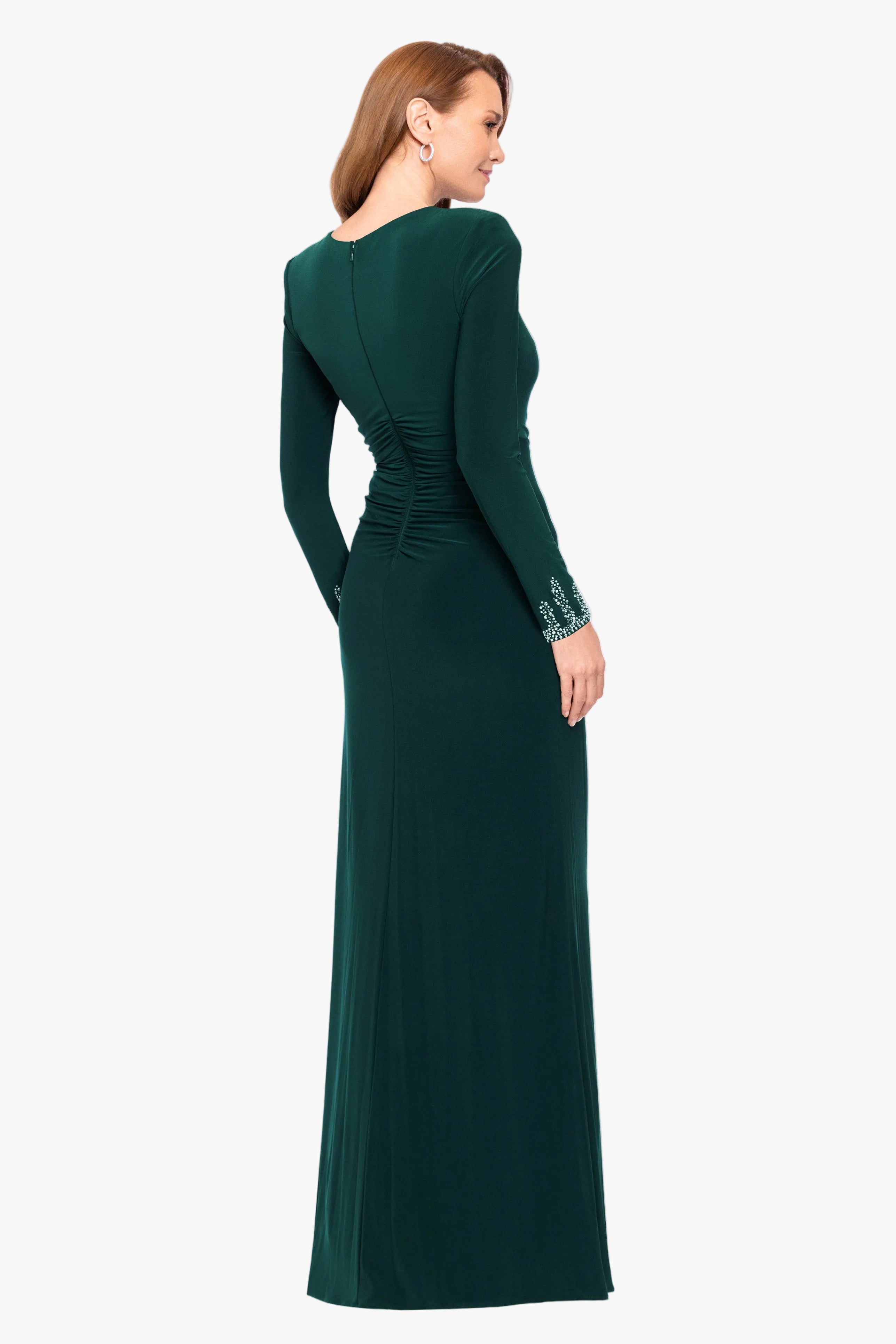 "Kenley" Jersey Knit Long Sleeve Beaded Cuff Dress
