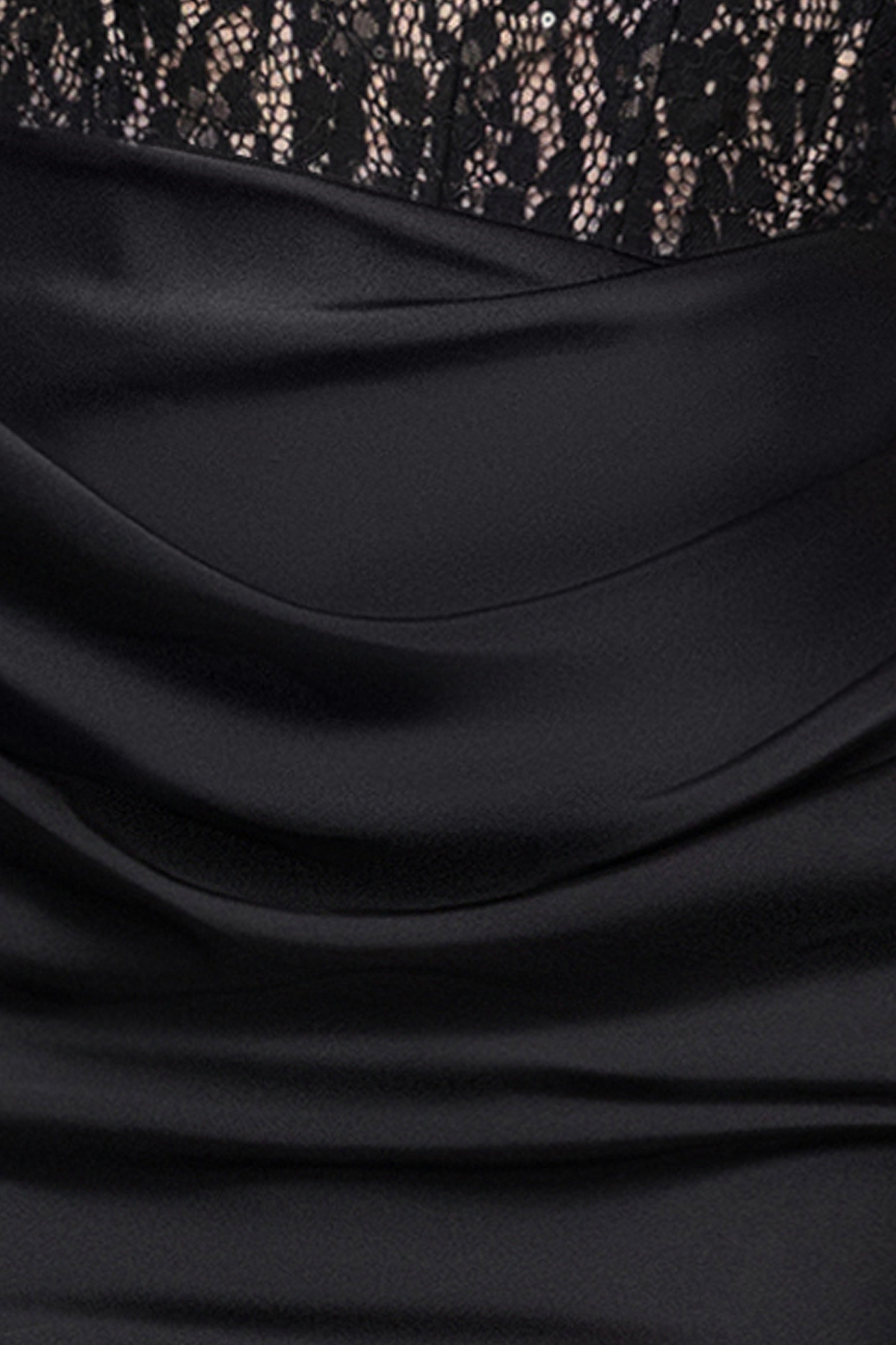 Petite "Velma" Lace Corset Bodice & Satin Skirt Strapless Dress