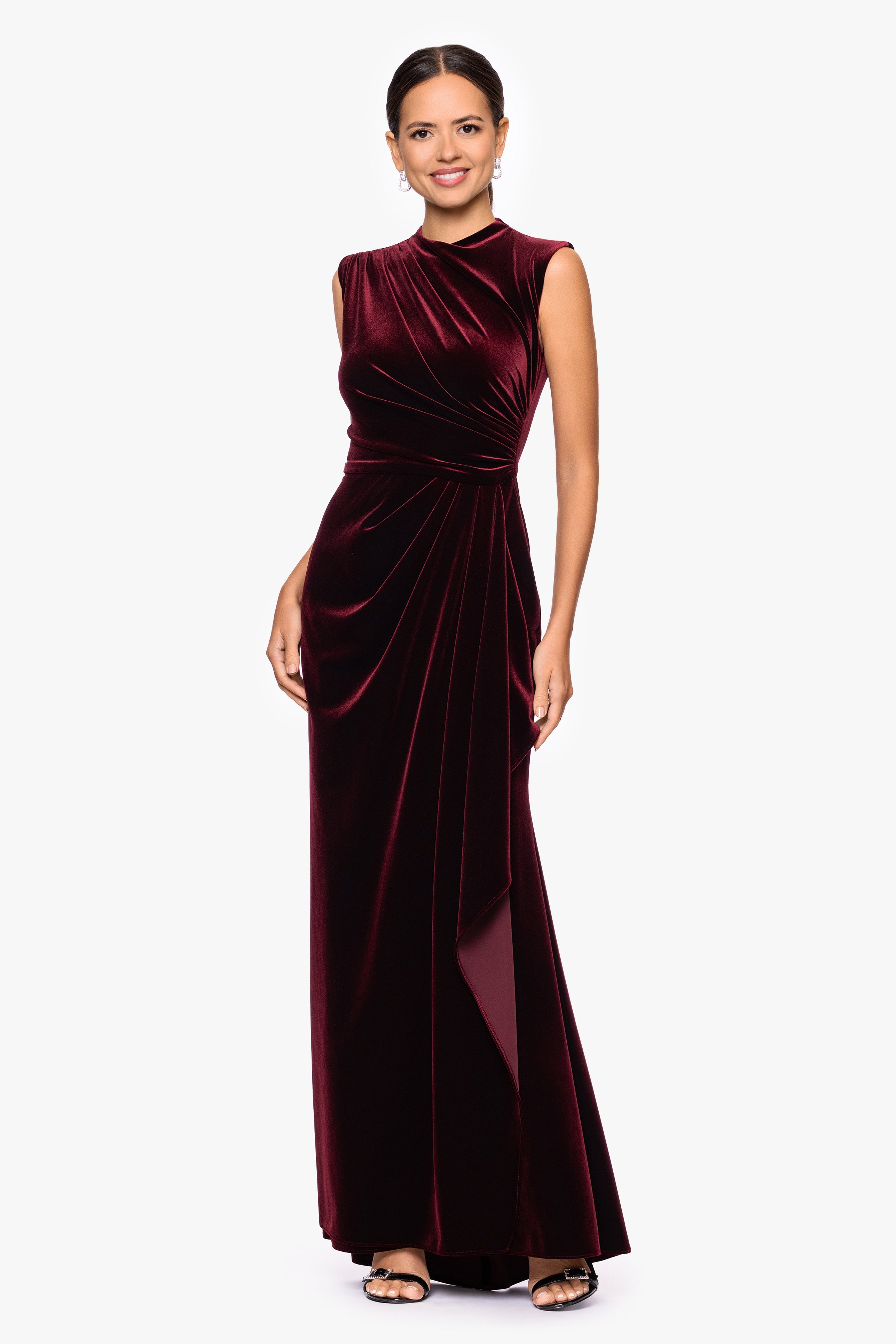 "Cherie" Velvet Side Ruched Dress