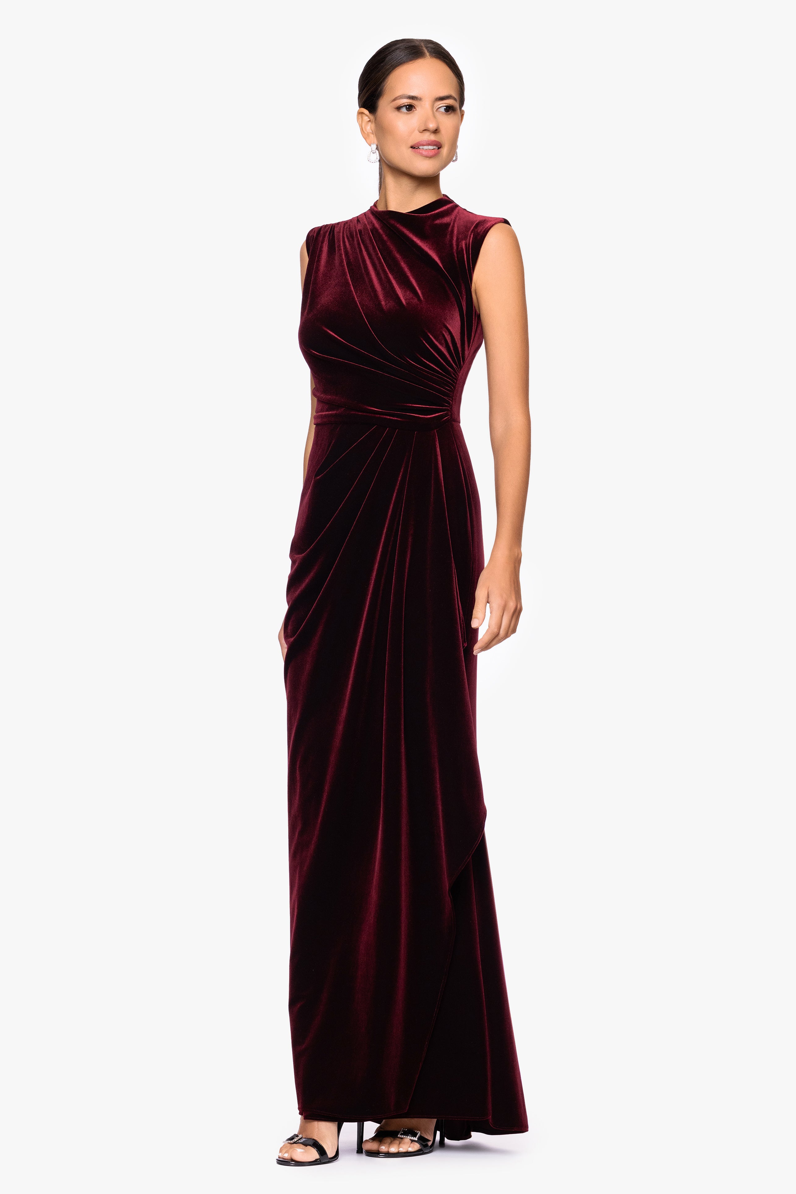 "Cherie" Velvet Side Ruched Dress