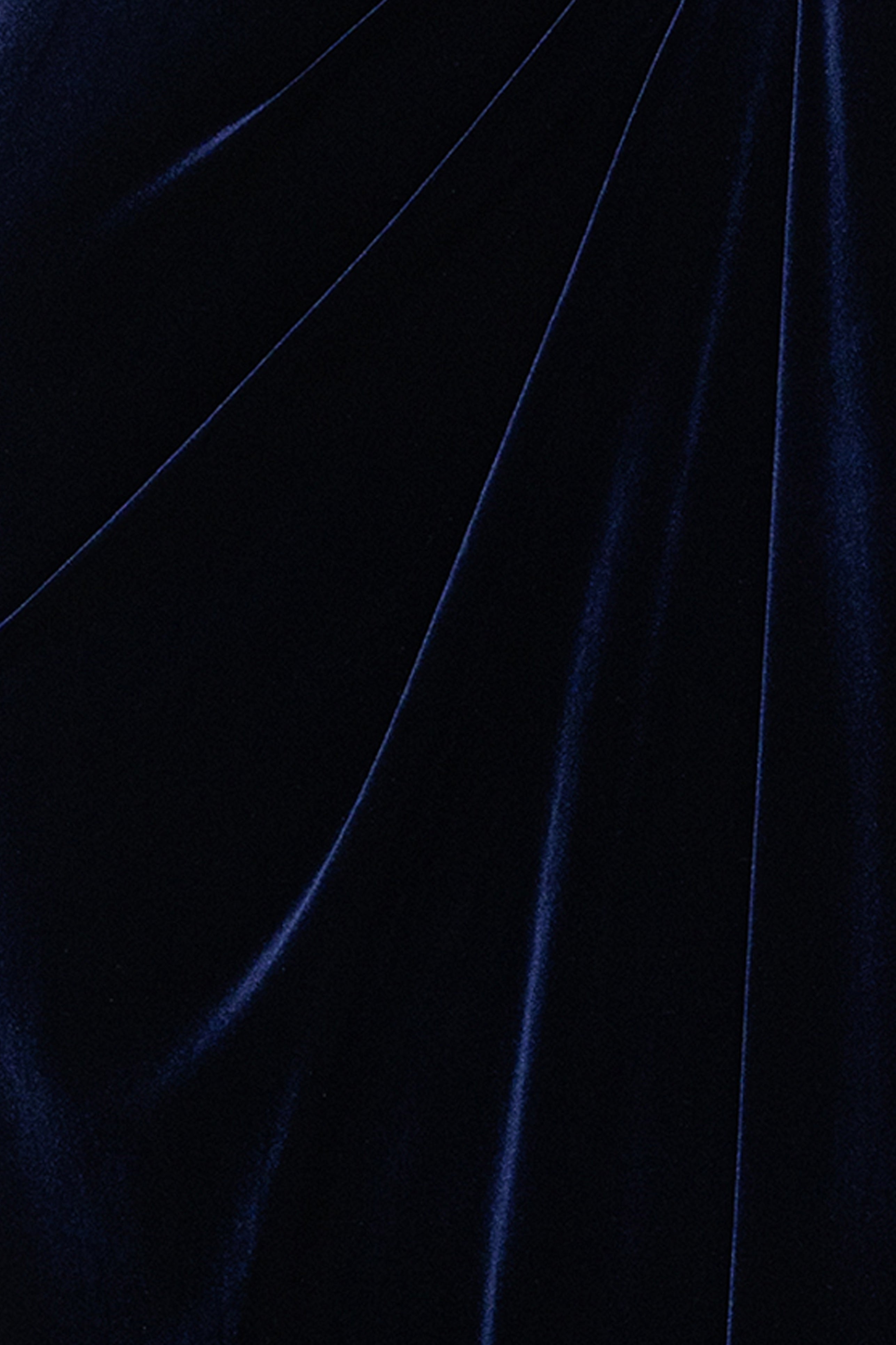 "Fran" Velvet Side Rouched Drape High Neck Floor Length Dress