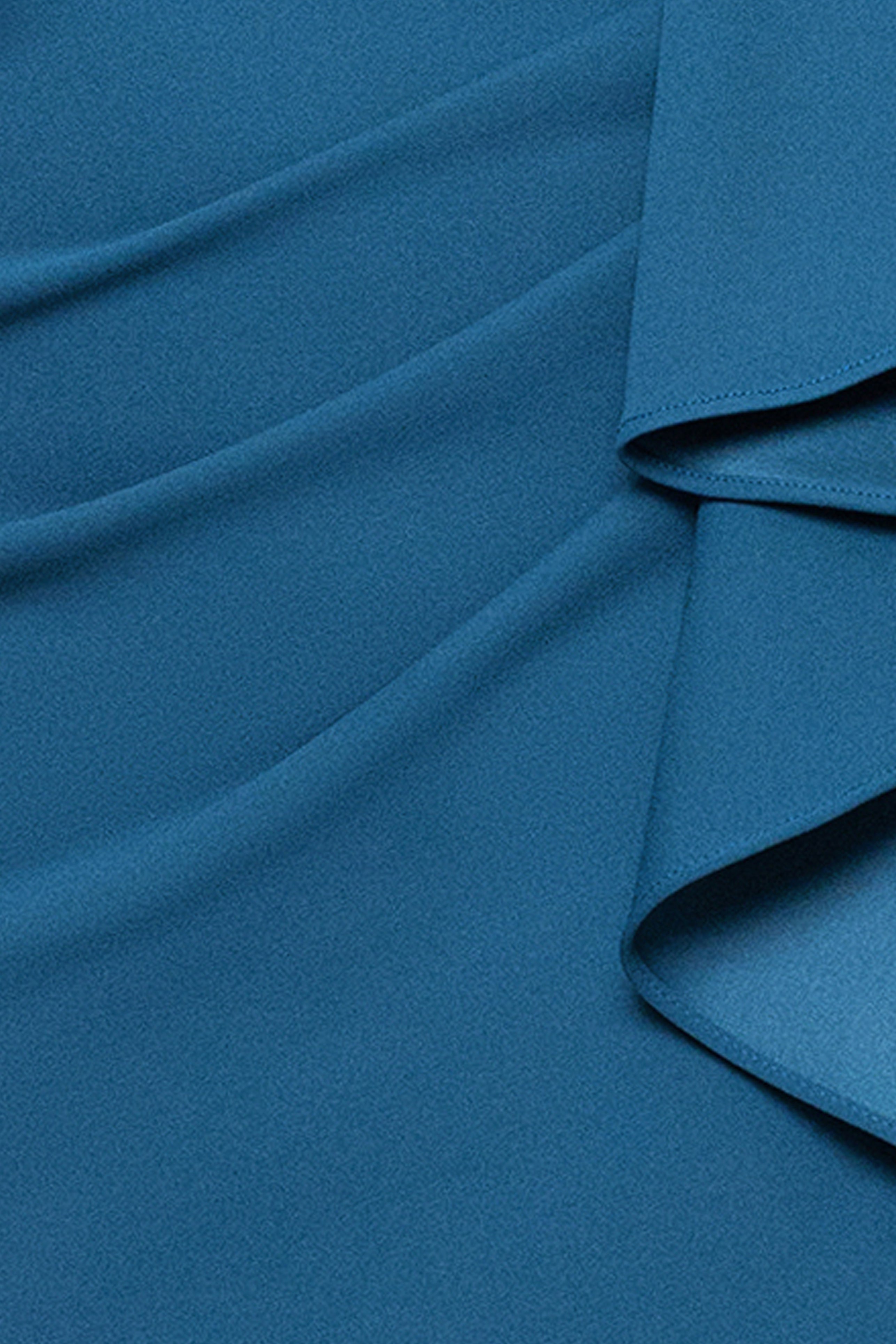 "Pauline" Scuba Crepe 3/4 Sleeve Ruffle Floor Length Dress