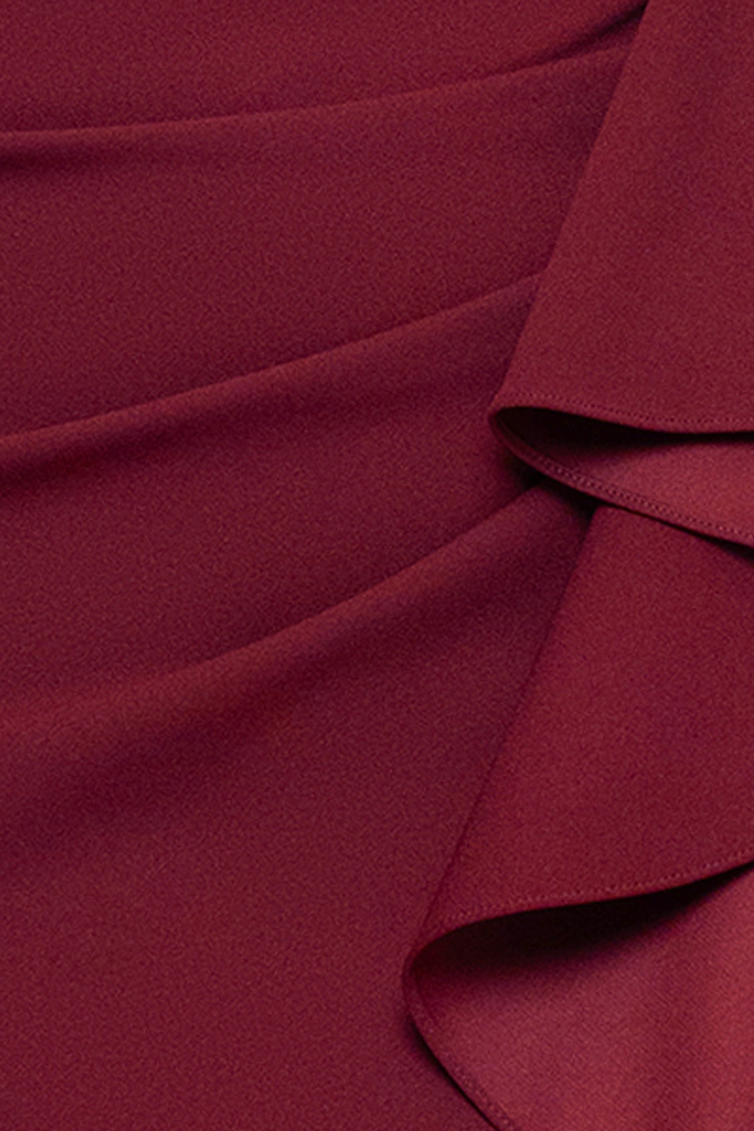 "Pauline" Scuba Crepe 3/4 Sleeve Ruffle Floor Length Dress