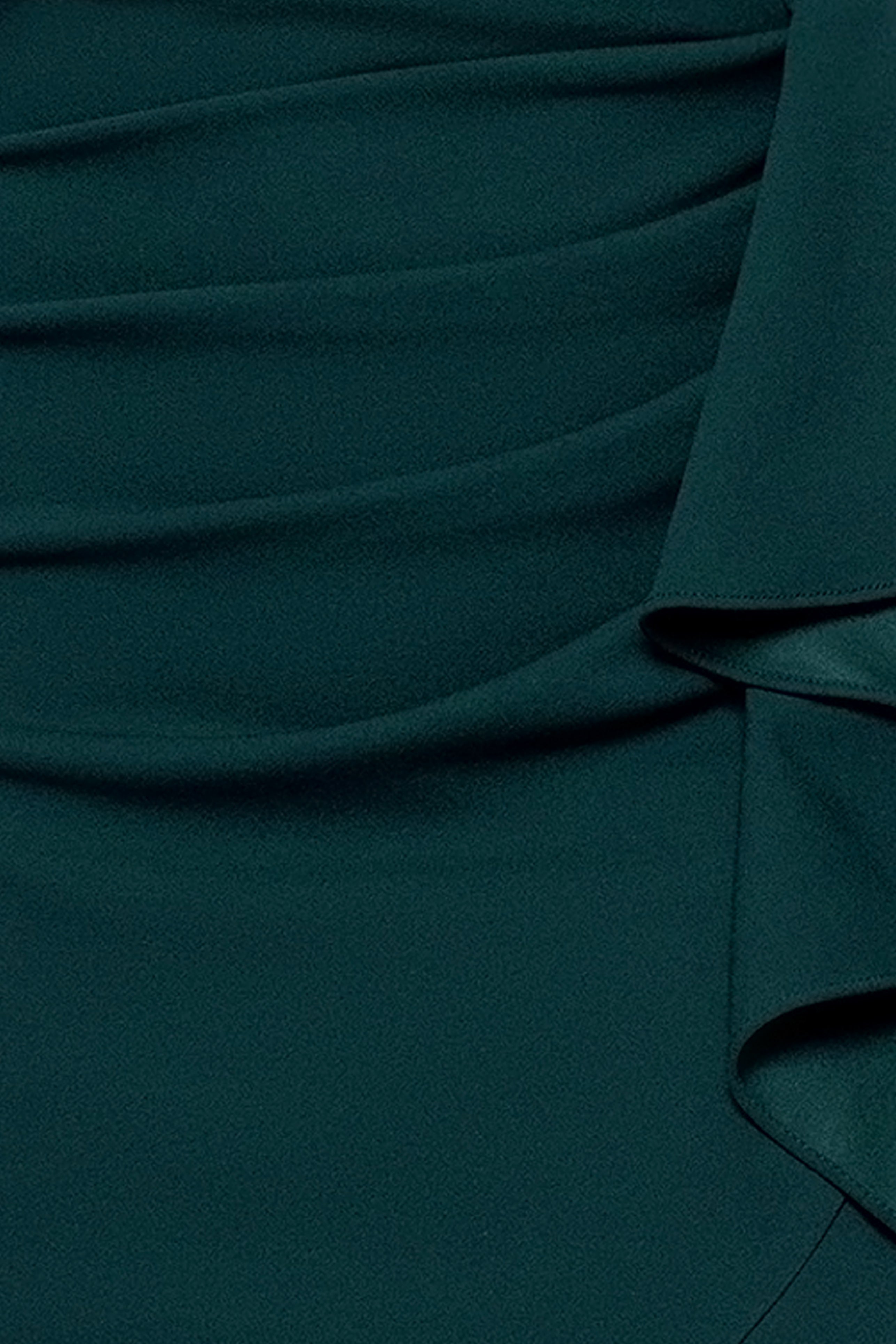 "Pauline" Scuba Crepe 3/4 Sleeve Ruffle Floor Length Dress