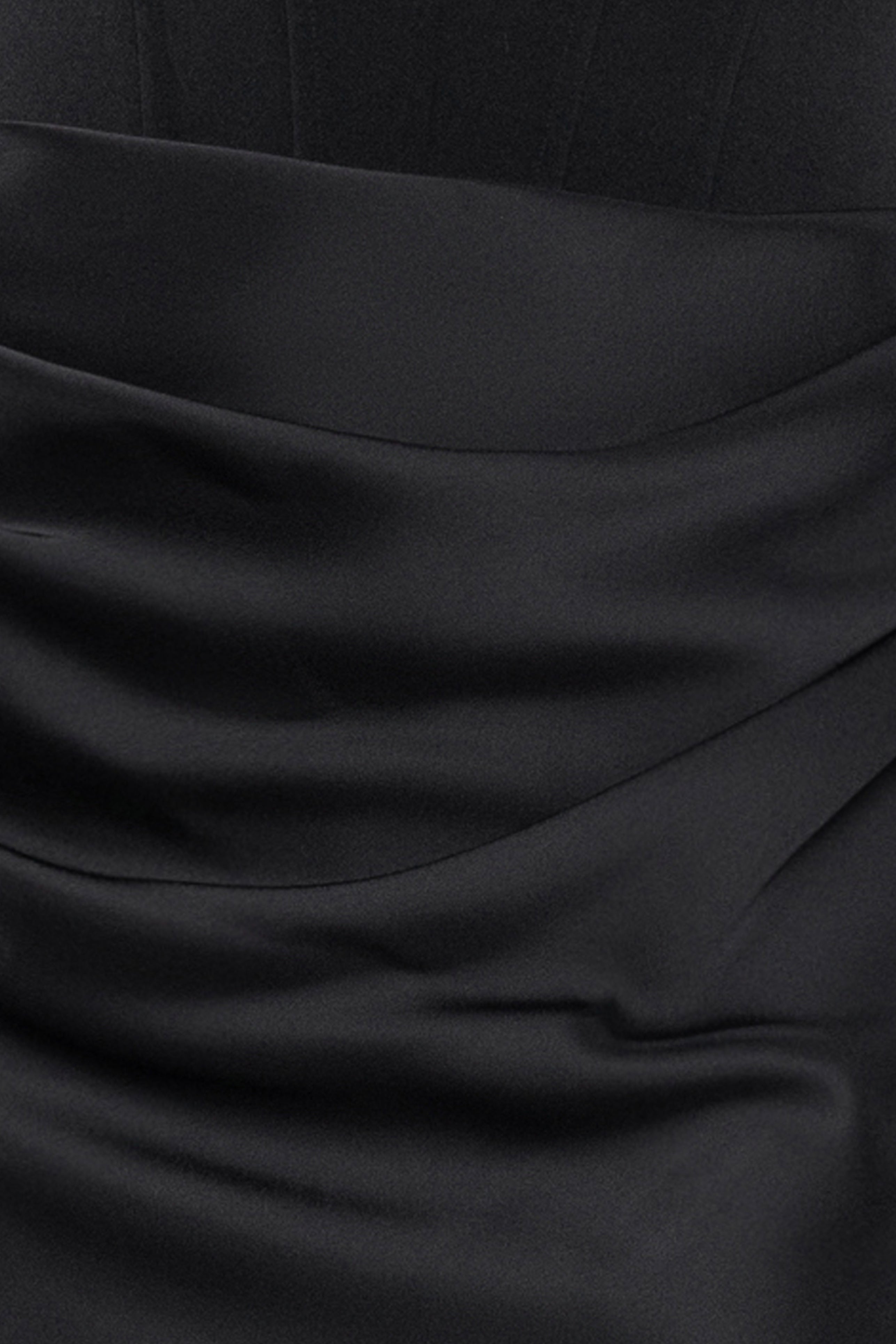 "Callie" Scuba Crepe Satin Combo Rouching Long Dress