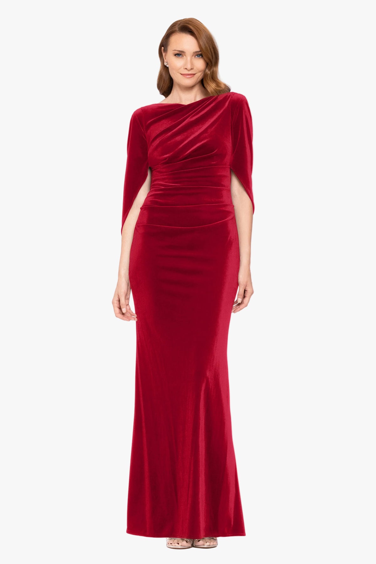 "Audrey" Velvet Draped Back Dress