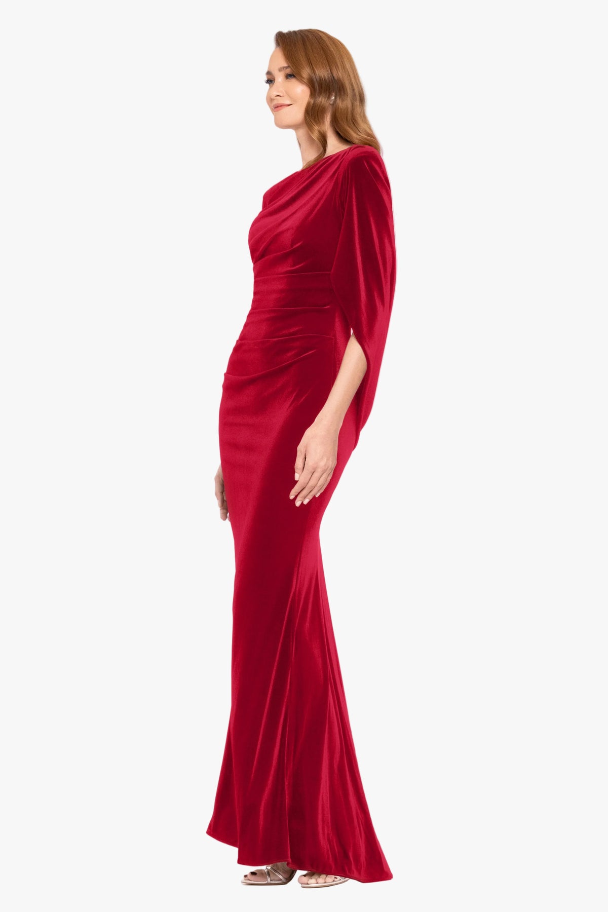"Audrey" Velvet Draped Back Dress